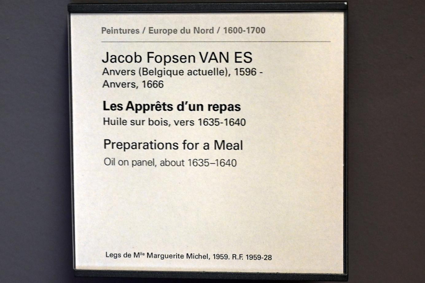 Jacob Foppens van Es (1625–1637), Vorspeisen einer Mahlzeit, Paris, Musée du Louvre, Saal 802, um 1635–1640, Bild 2/2