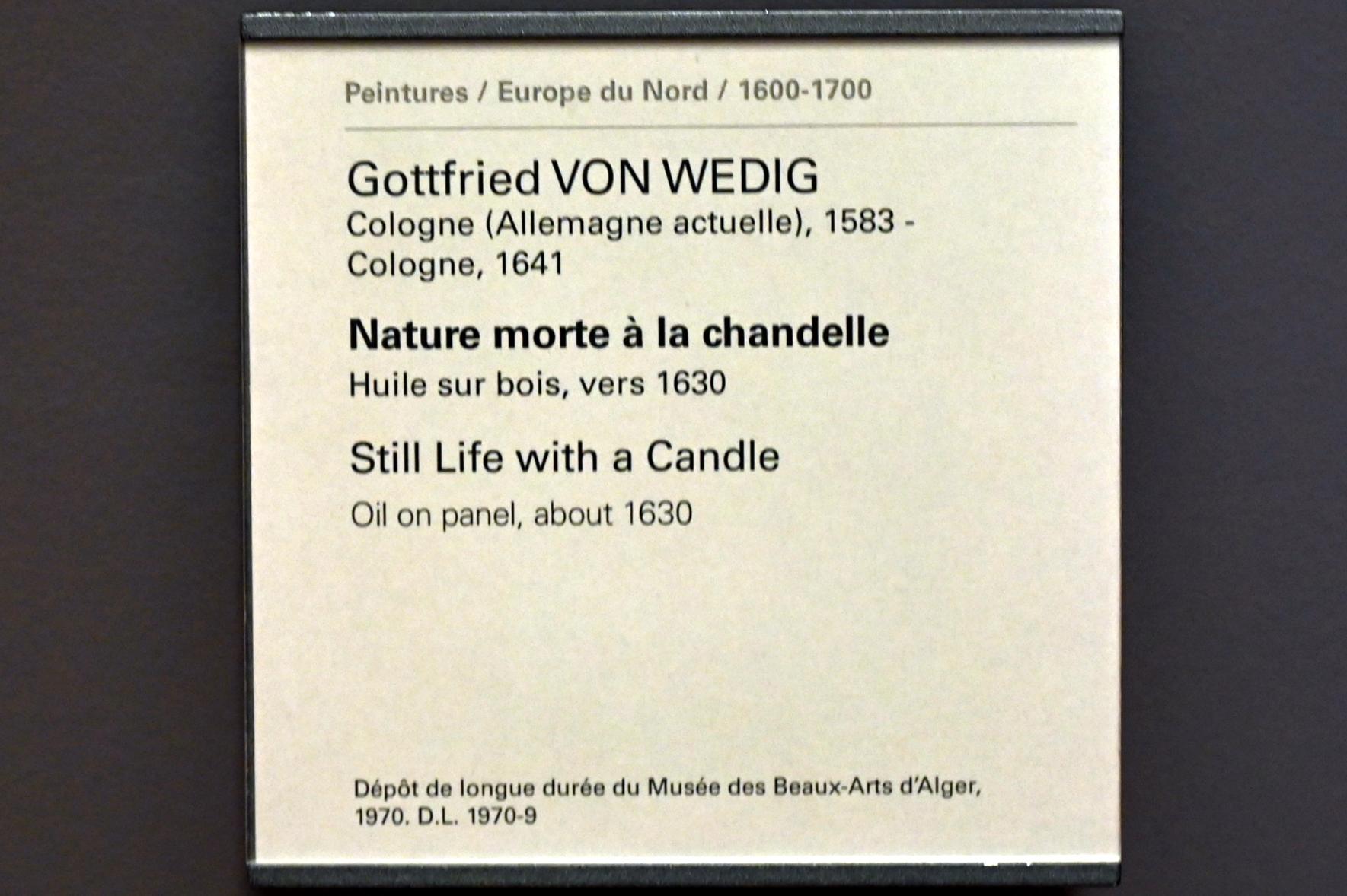 Gottfried von Wedig (1616–1635), Stillleben mit Kerze, Paris, Musée du Louvre, Saal 802, um 1630, Bild 2/2