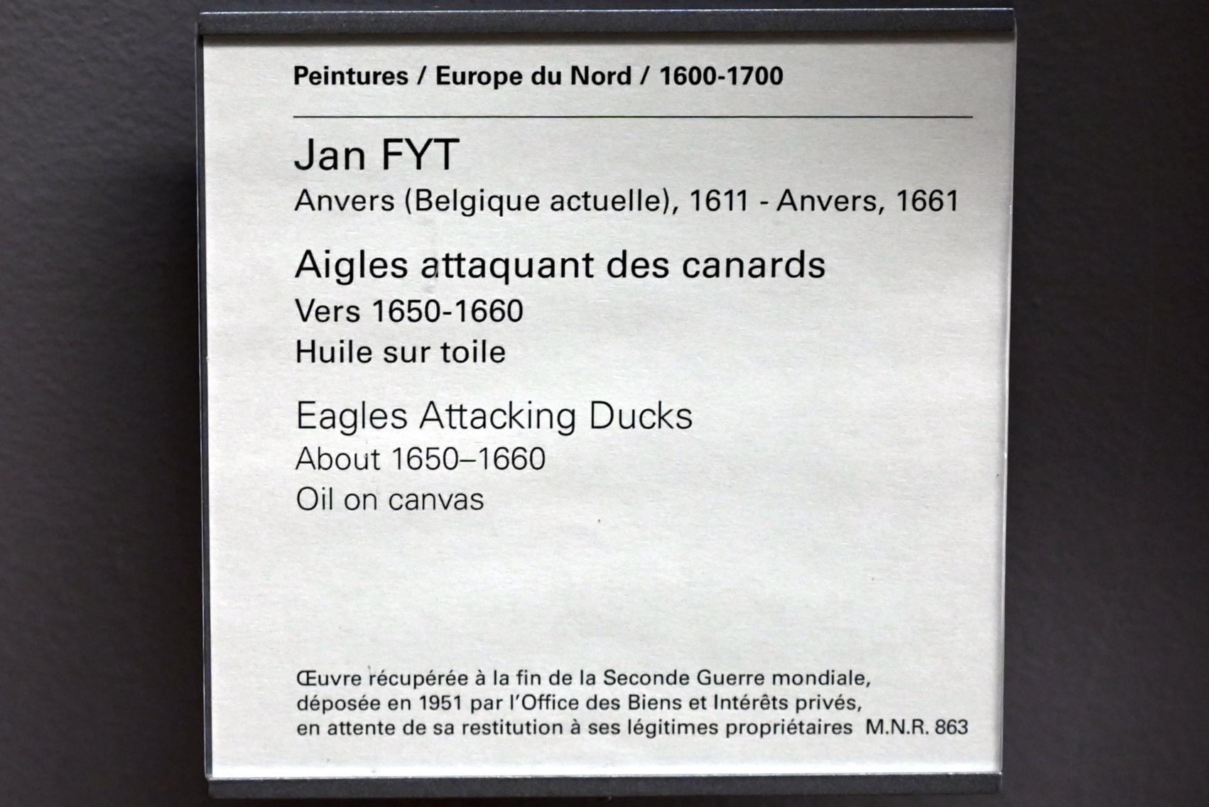 Jan Fyt (1647–1655), Adlerattacke auf Enten, Paris, Musée du Louvre, Saal 802, um 1650–1660, Bild 2/2