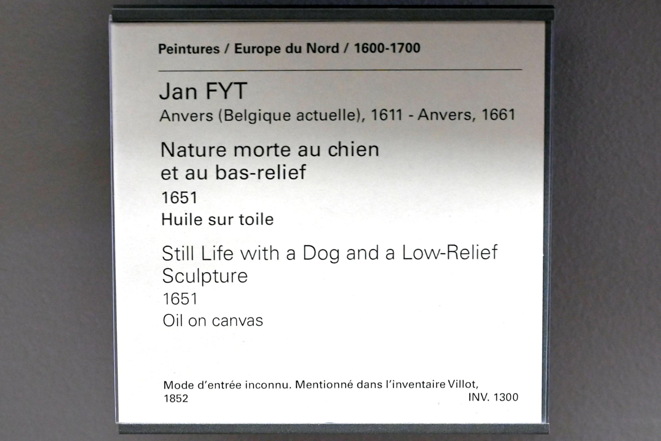 Jan Fyt (1647–1655), Stillleben mit Hund und Flachrelief, Paris, Musée du Louvre, Saal 802, 1651, Bild 2/2