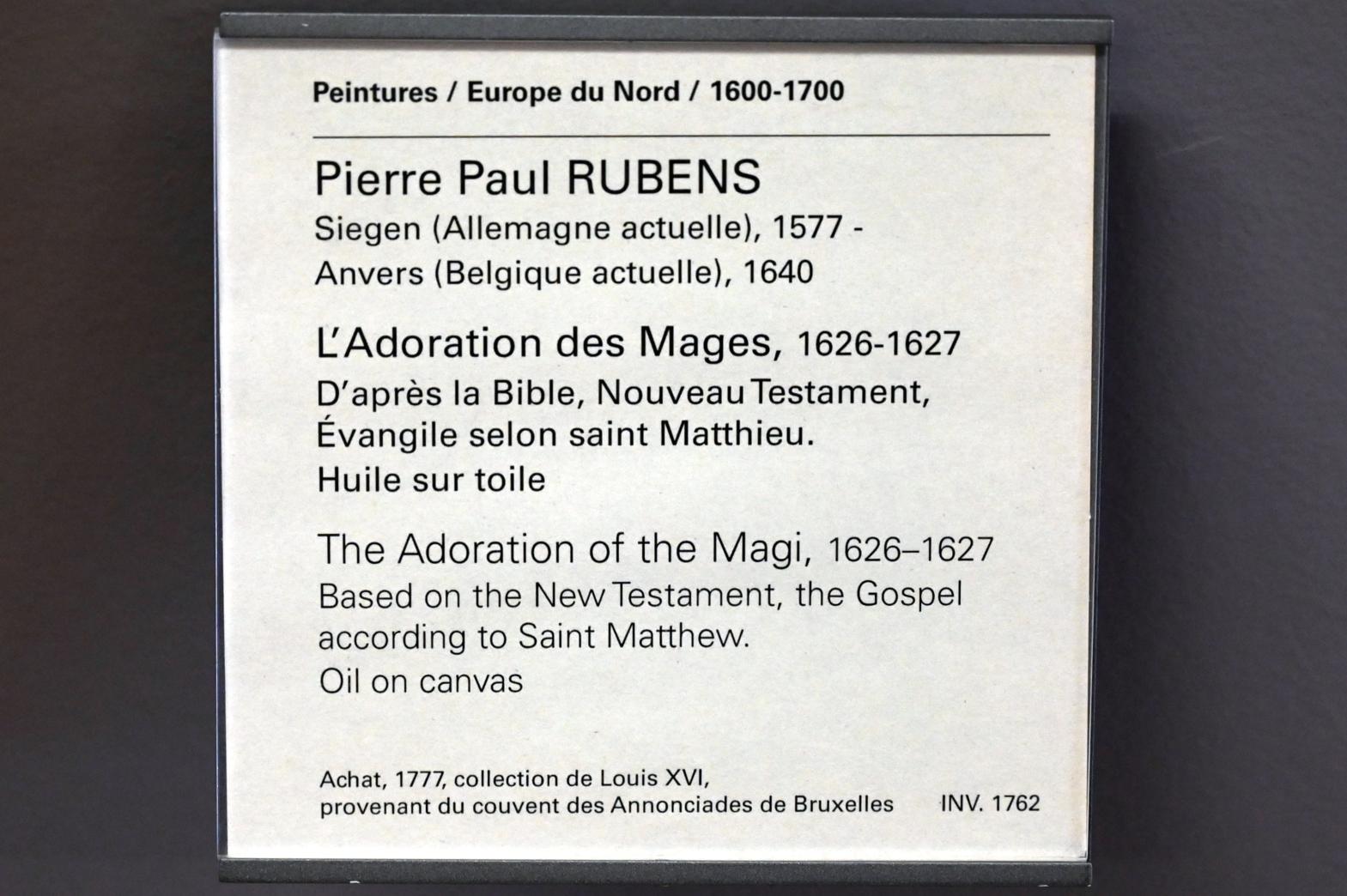 Peter Paul Rubens (1598–1640), Anbetung der Könige, Paris, Musée du Louvre, Saal 802, 1626–1627, Bild 2/2