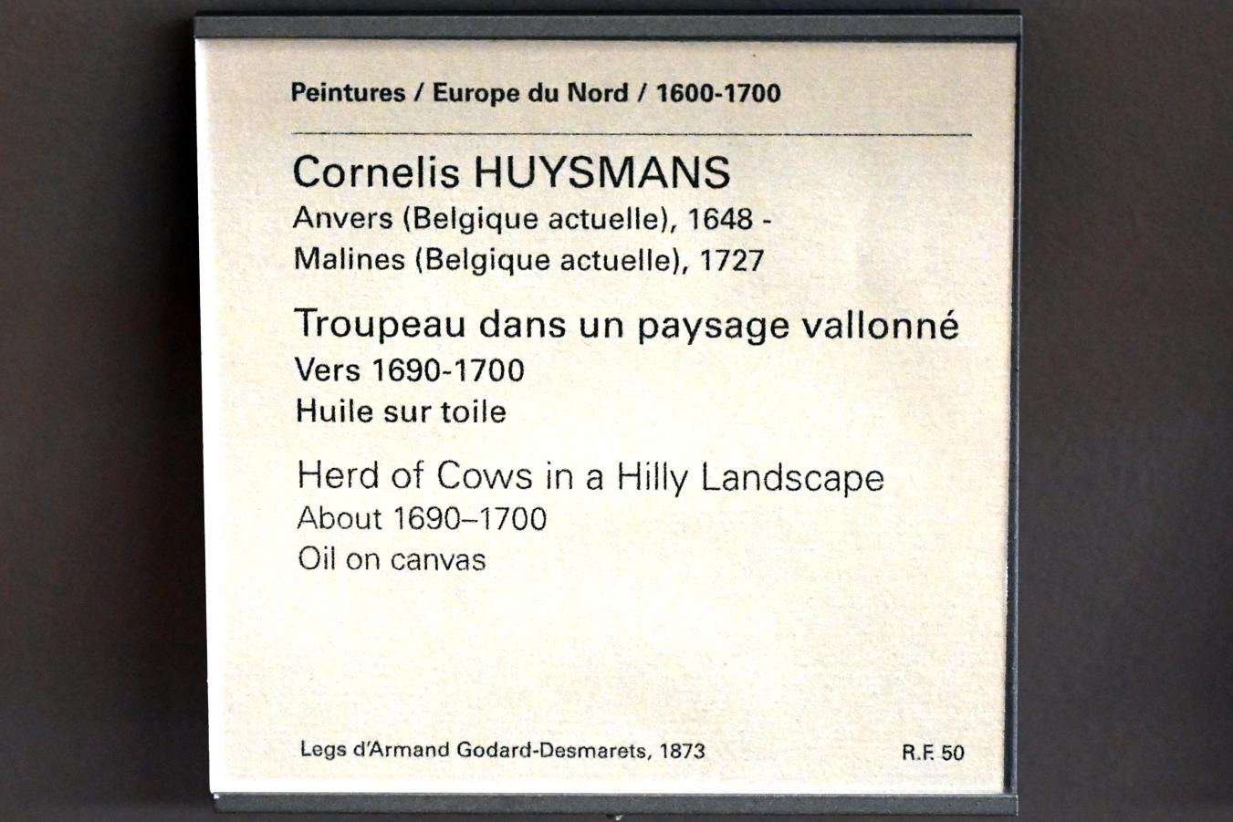 Cornelis Huysmans (1695–1700), Rinderherde in einer Hügellandschaft, Paris, Musée du Louvre, Saal 802, um 1690–1700, Bild 2/2