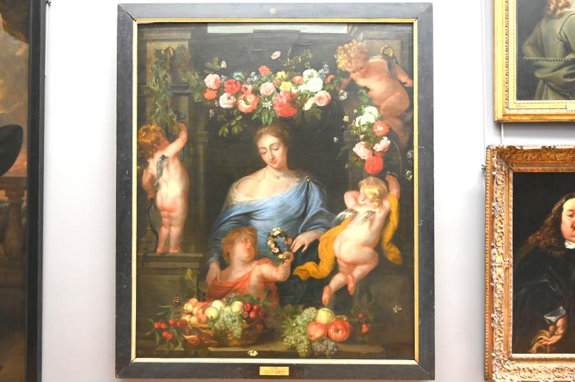 Frans Ykens (1644), Flora, Göttin der Blüte, und Amoretten mit Früchten und Blumengirlanden, Paris, Musée du Louvre, Saal 802, 1644