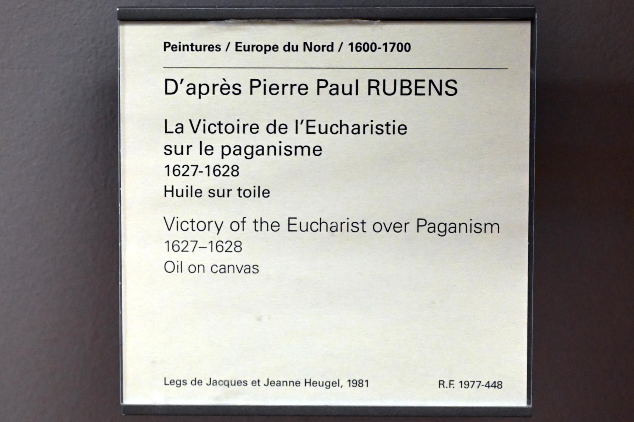 Peter Paul Rubens (Nachahmer) (1619–1640), Triumph der Eucharistie über das Heidentum, Paris, Musée du Louvre, Saal 802, 1627–1628, Bild 2/2