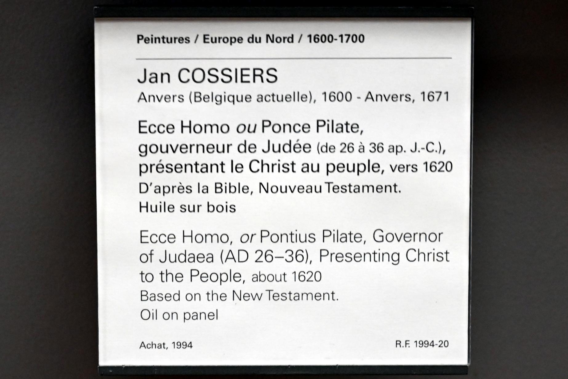 Jan Cossiers (1620), Ecce Homo (Pontius Pilatus, Präfekt von Judäa, zeigt Christus dem Volk), Paris, Musée du Louvre, Saal 802, um 1620, Bild 2/2