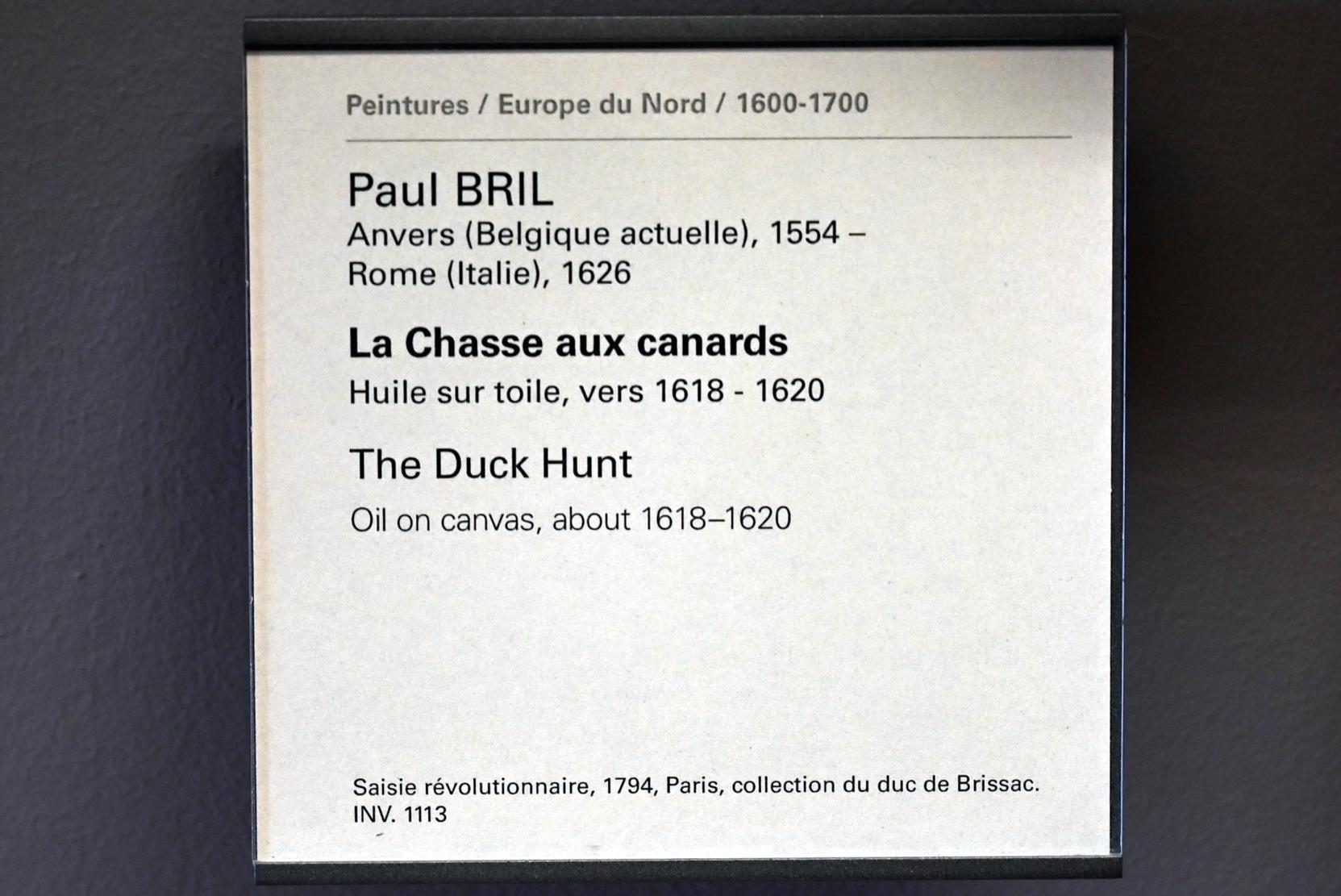 Paul Bril (1592–1624), Entenjagd, Paris, Musée du Louvre, Saal 802, um 1618–1620, Bild 2/2