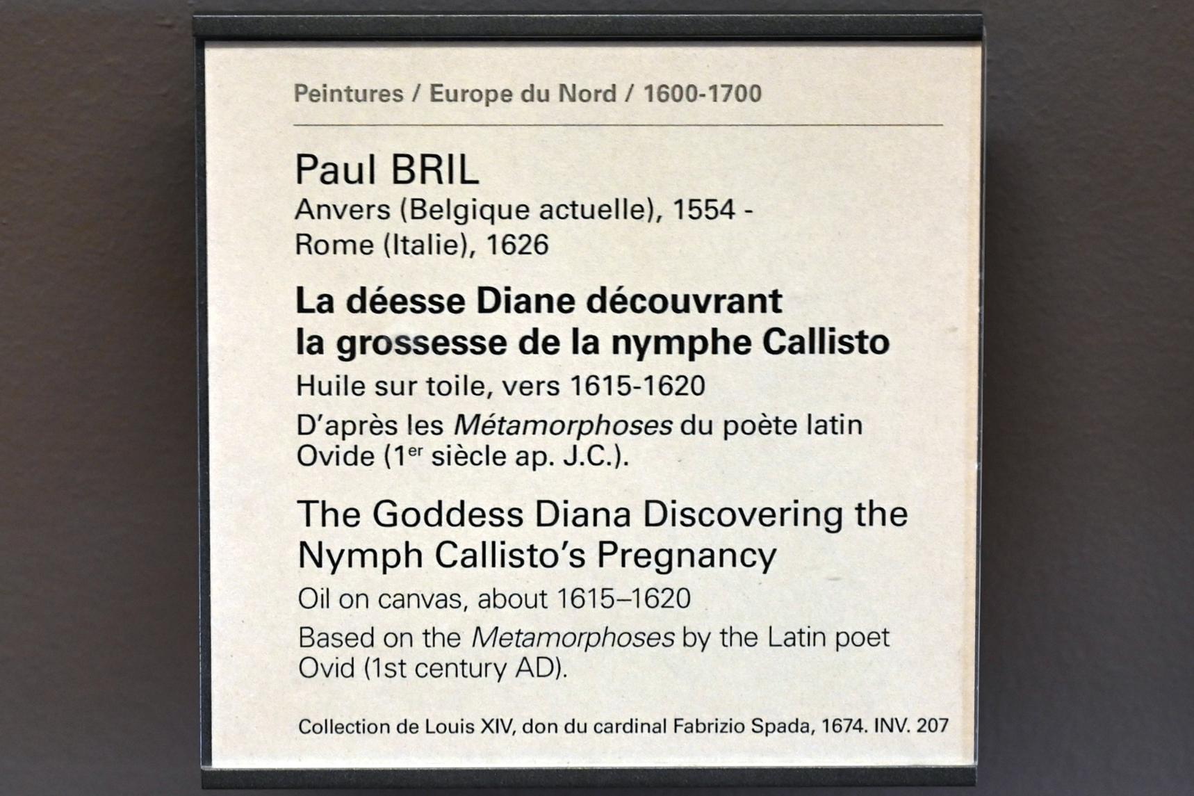 Paul Bril (1592–1624), Diana entdeckt die Schwangerschaft der Kallisto, Paris, Musée du Louvre, Saal 802, um 1615–1620, Bild 2/2