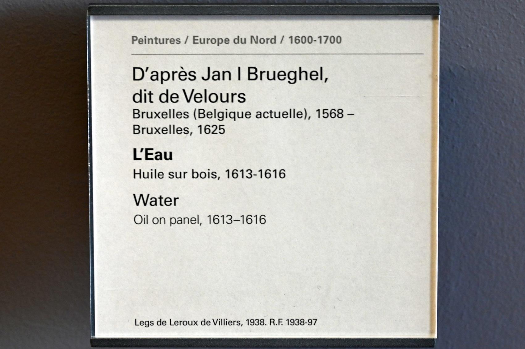 Jan Brueghel der Ältere (Nachahmer) (1614–1625), Das Wasser, Paris, Musée du Louvre, Saal 802, 1613–1616, Bild 2/2