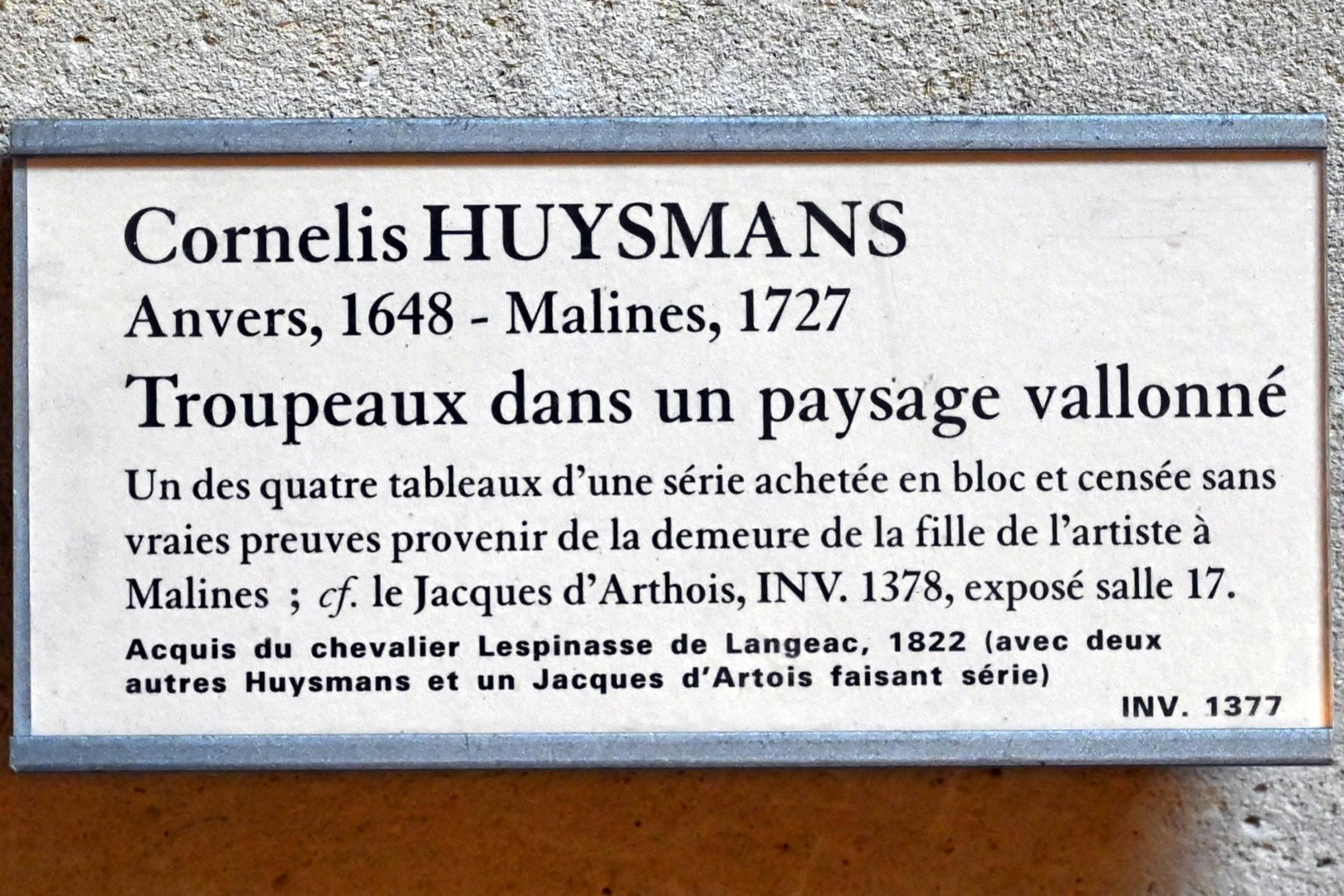 Cornelis Huysmans (1695–1700), Herden in einer hügeligen Landschaft, Paris, Musée du Louvre, Richelieu, Treppenhaus Nord, 2. Stock, Undatiert, Bild 2/2