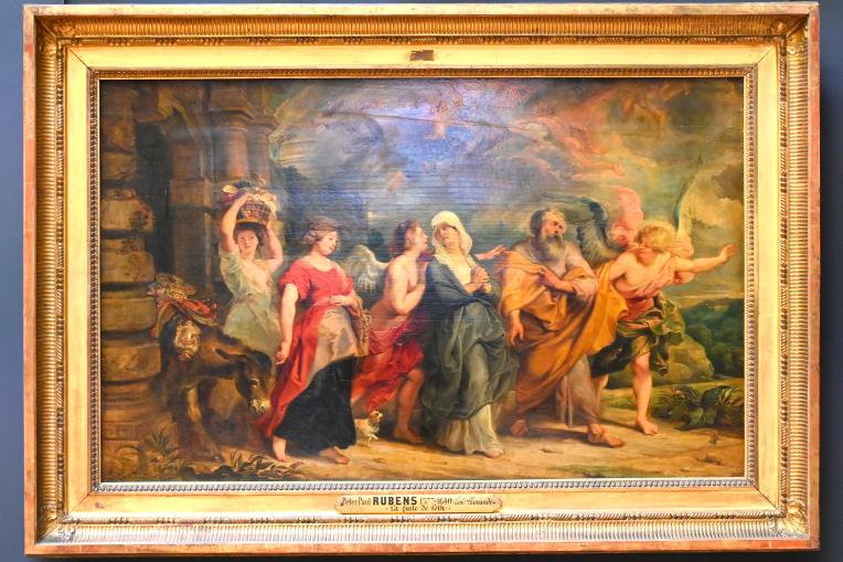 Peter Paul Rubens (1598–1640), Lot und seine Familie verlassen Sodom, geführt von Engeln (Lot auf der Flucht), Paris, Musée du Louvre, Saal 855, 1625