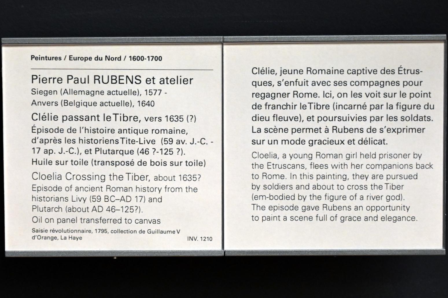 Peter Paul Rubens (1598–1640), Cloelia überquert den Tiber, Paris, Musée du Louvre, Saal 855, um 1635, Bild 2/2