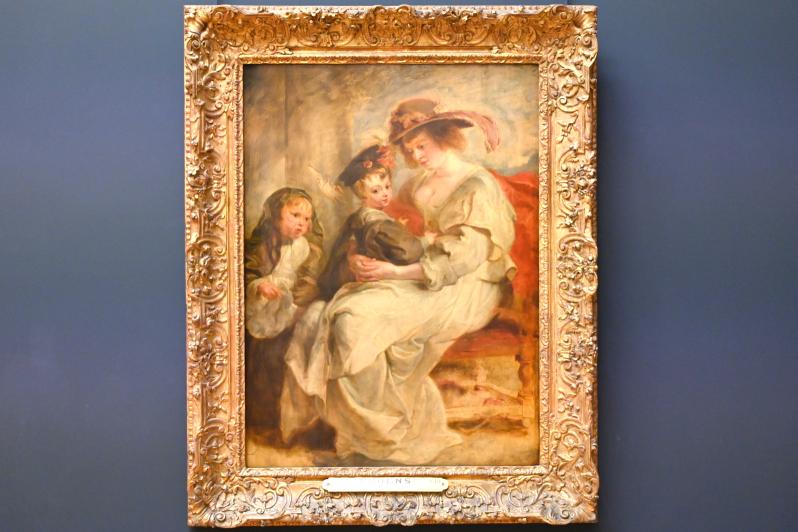 Peter Paul Rubens (1598–1640), Porträt von Hélène Fourment (1614-1673), Ehefrau des Künstlers und zwei seiner Kinder Clara Johanna und Franz, Paris, Musée du Louvre, Saal 855, um 1636