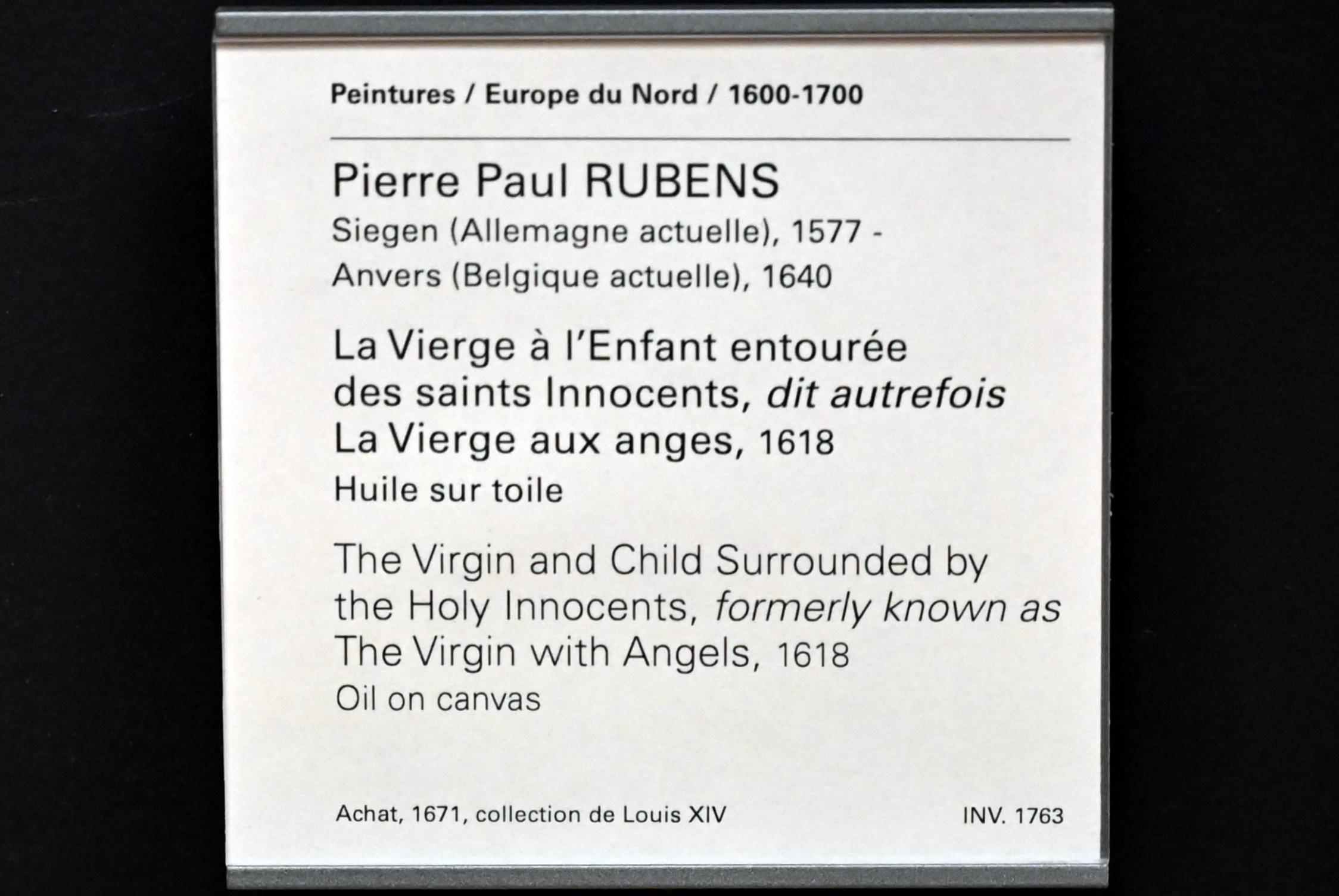 Peter Paul Rubens (1598–1640), Maria mit Kind umgeben von den Unschuldigen Kindern, Paris, Musée du Louvre, Saal 855, 1618, Bild 2/2