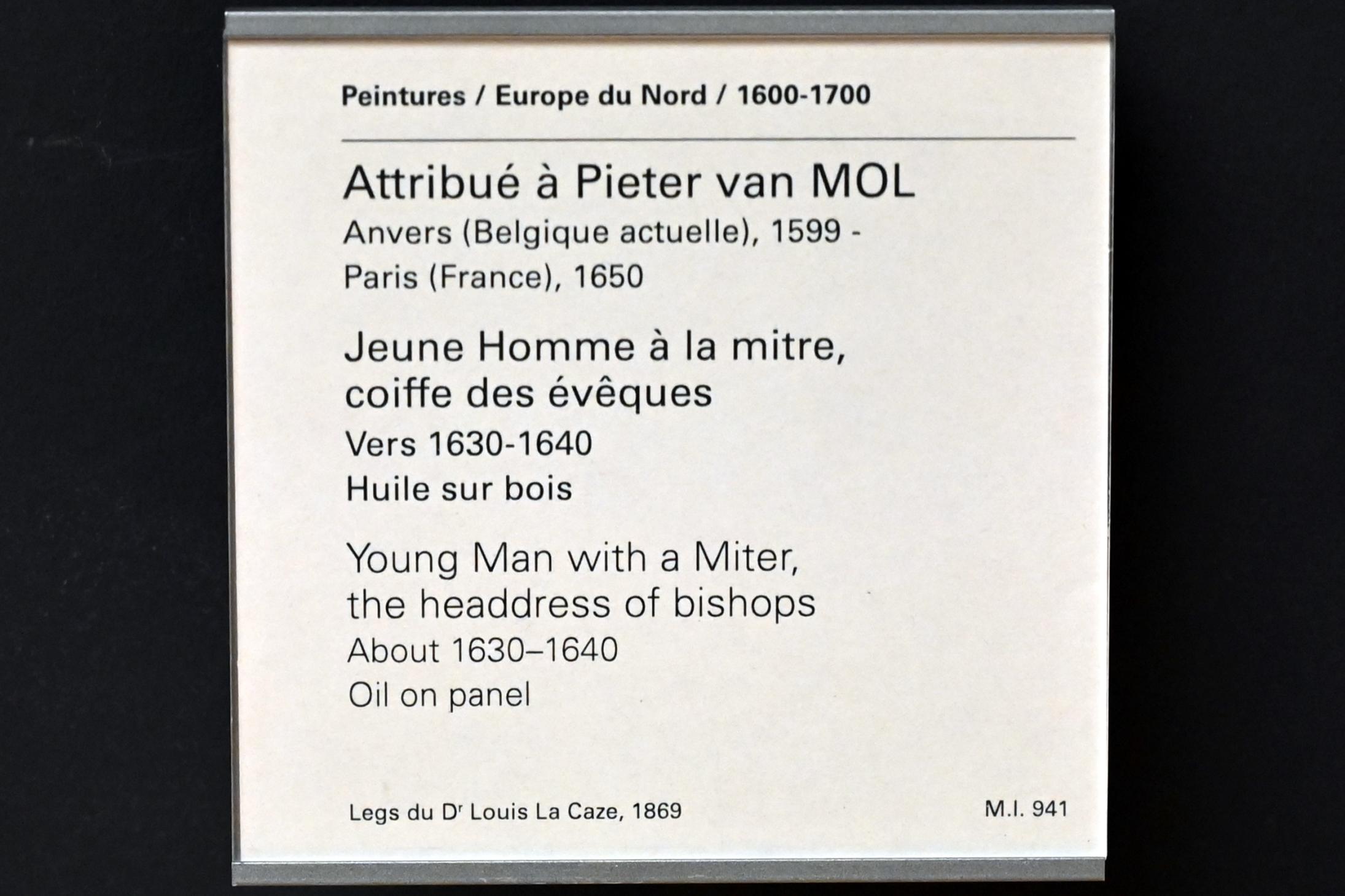 Pieter van Mol (1632–1635), Junger Mann mit Mitra, Paris, Musée du Louvre, Saal 855, um 1630–1640, Bild 2/2