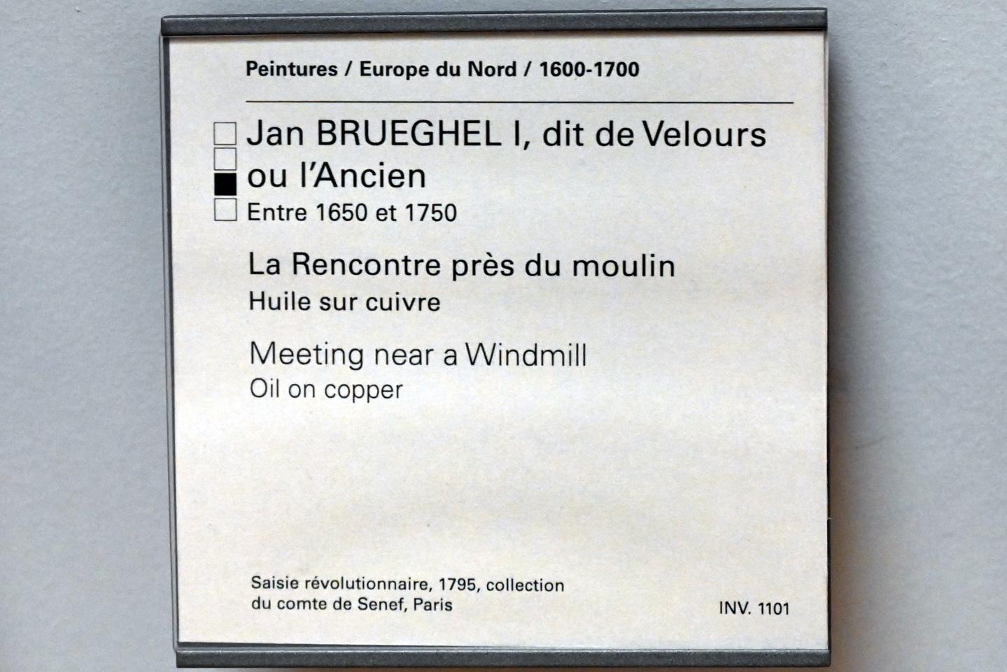 Jan Brueghel der Ältere (Samtbrueghel, Blumenbrueghel) (1593–1621), Zusammenkunft an einer Windmühle, Paris, Musée du Louvre, Saal 857, Undatiert, Bild 2/2