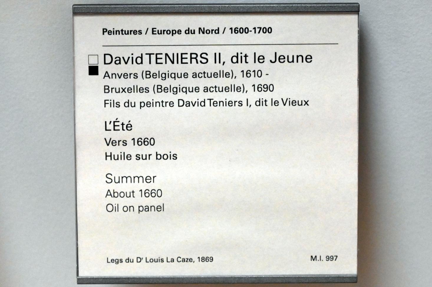 David Teniers der Jüngere (1633–1682), Sommer, Paris, Musée du Louvre, Saal 857, um 1660, Bild 2/2