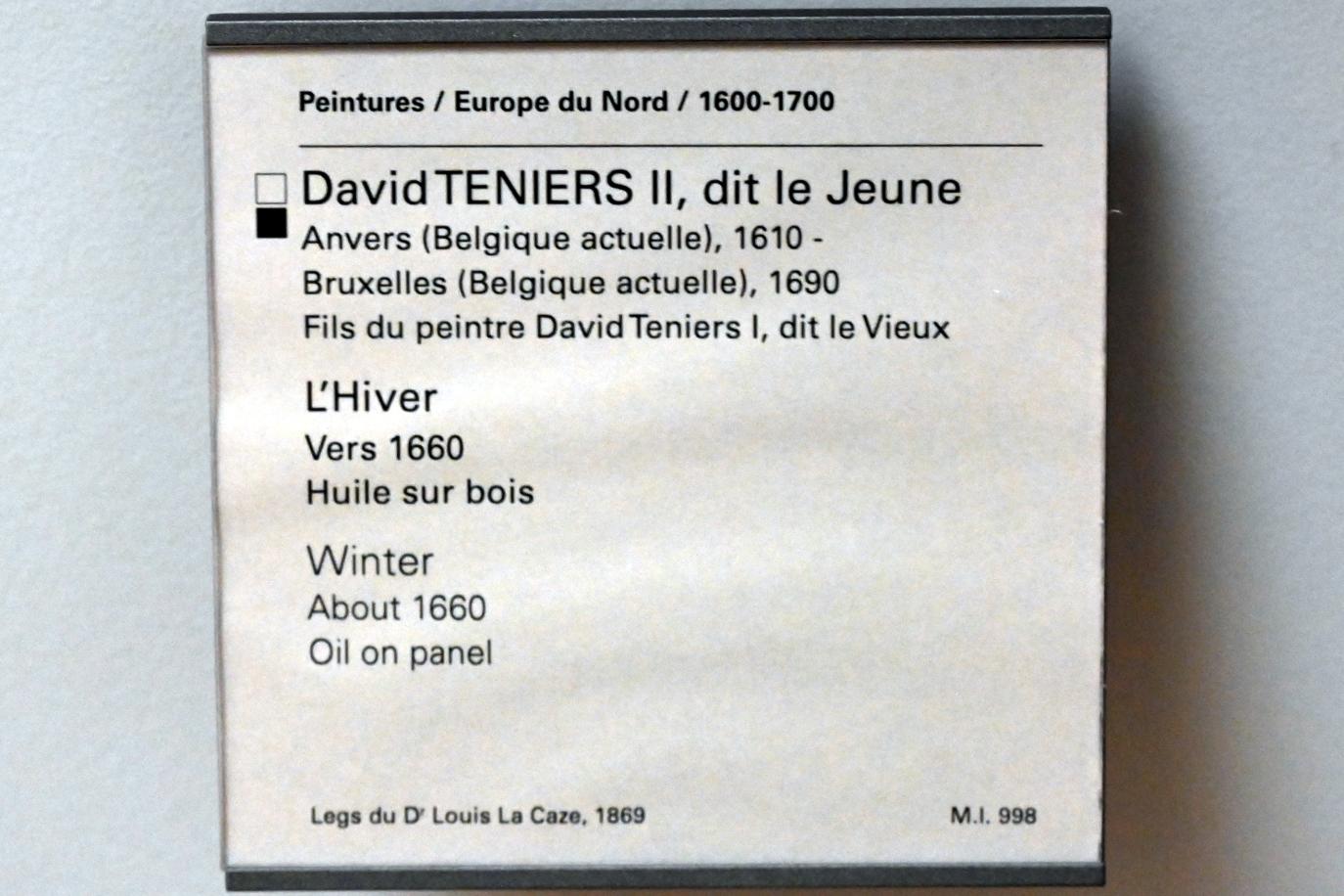 David Teniers der Jüngere (1633–1682), Winter, Paris, Musée du Louvre, Saal 857, um 1660, Bild 2/2