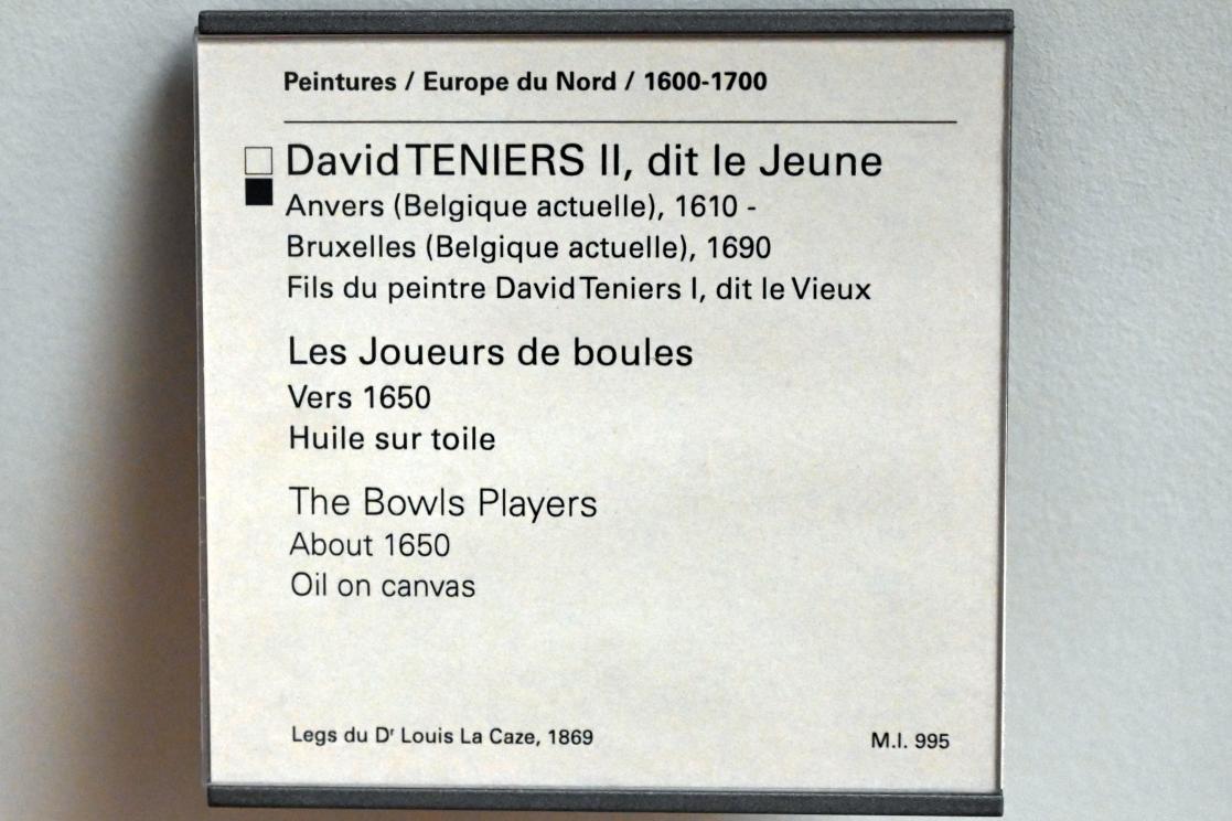 David Teniers der Jüngere (1633–1682), Bocciaspieler, Paris, Musée du Louvre, Saal 857, um 1650, Bild 2/2