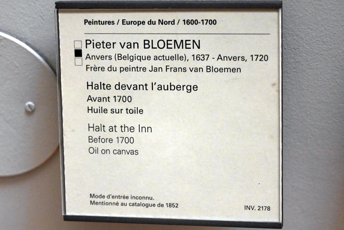 Pieter van Bloemen (1699–1716), Rast am Gasthof, Paris, Musée du Louvre, Saal 857, vor 1700, Bild 2/2