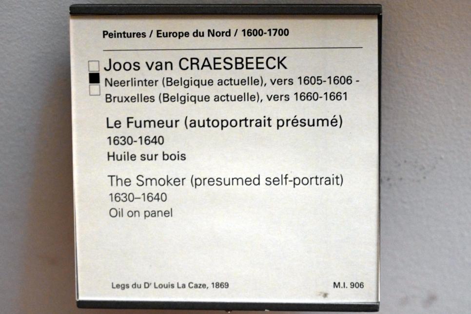 Joos van Craesbeeck (1632–1655), Der Raucher, Paris, Musée du Louvre, Saal 857, 1630–1640, Bild 2/2