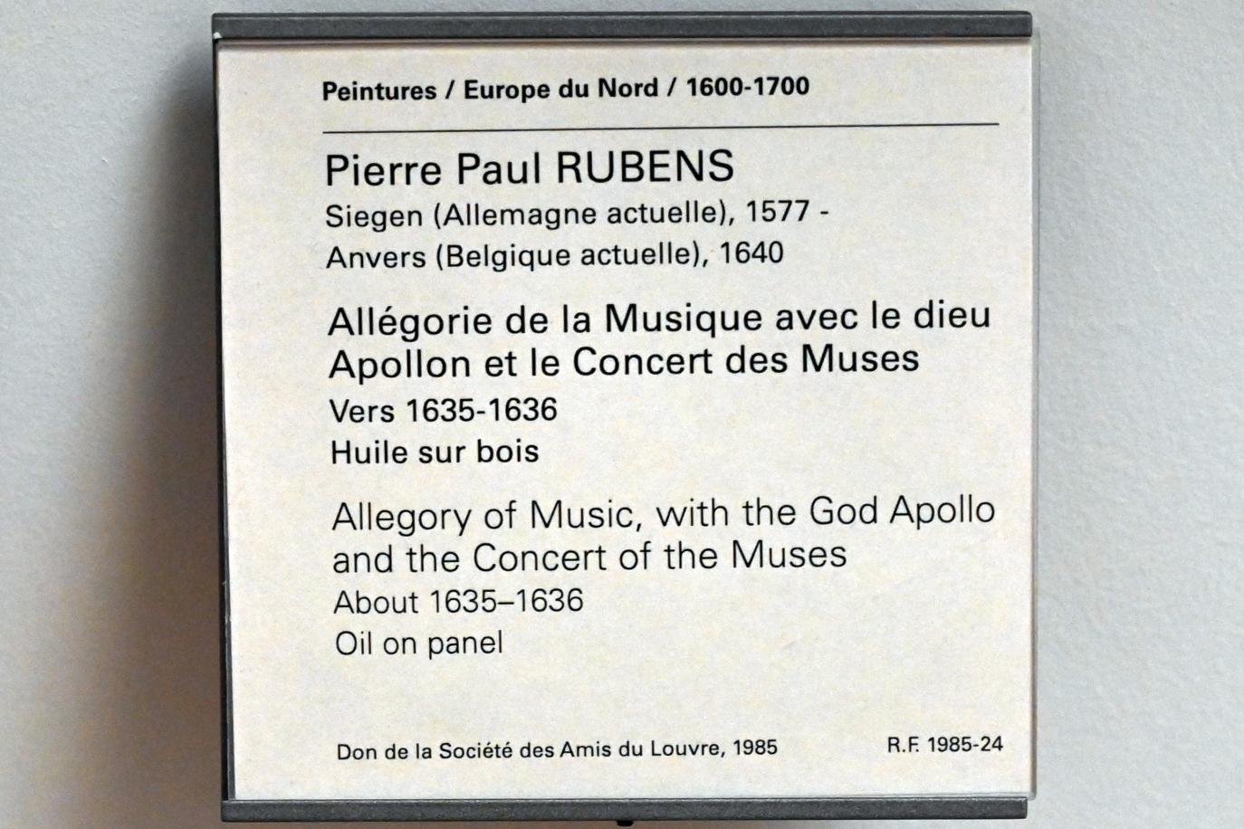 Peter Paul Rubens (1598–1640), Allegorie der Musik mit Apoll und dem Konzert der Musen, Paris, Musée du Louvre, Saal 856, um 1635–1636, Bild 2/2