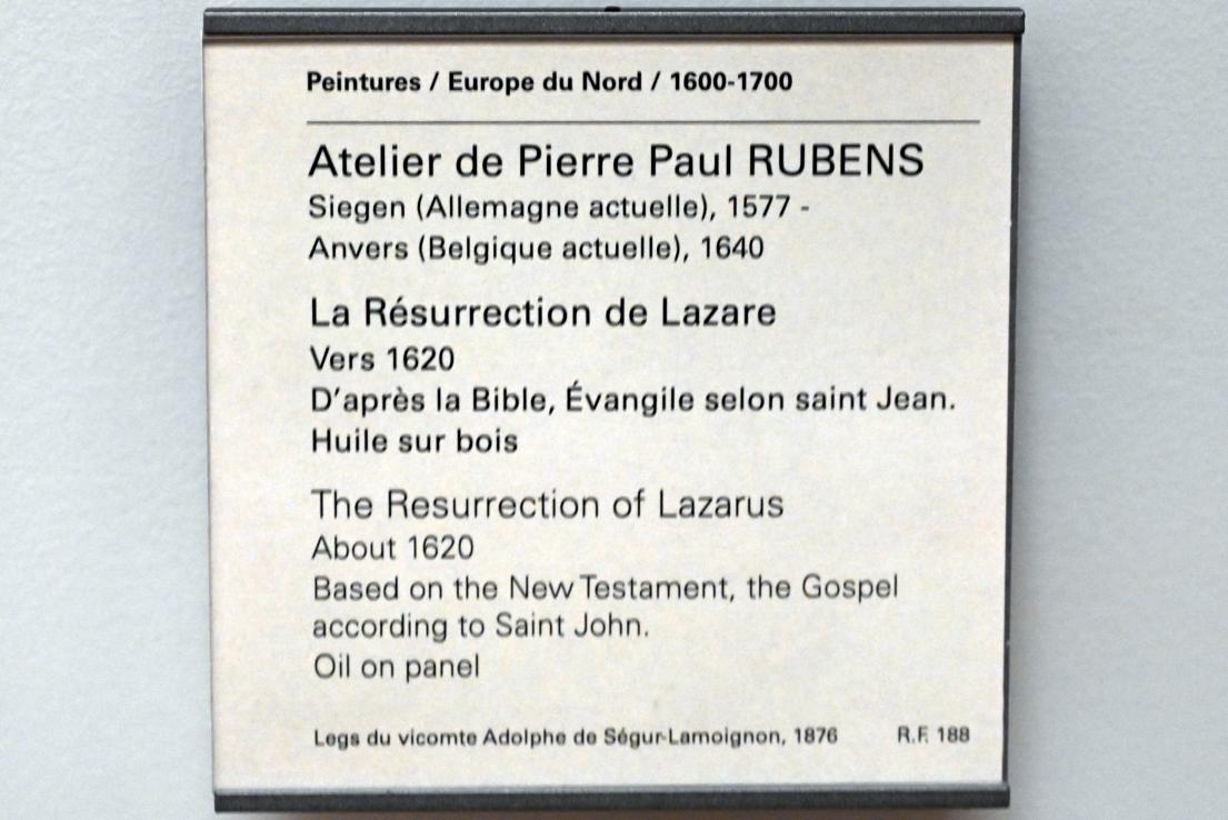 Peter Paul Rubens (Werkstatt) (1615–1635), Auferweckung des Lazarus, Paris, Musée du Louvre, Saal 856, um 1620, Bild 2/2