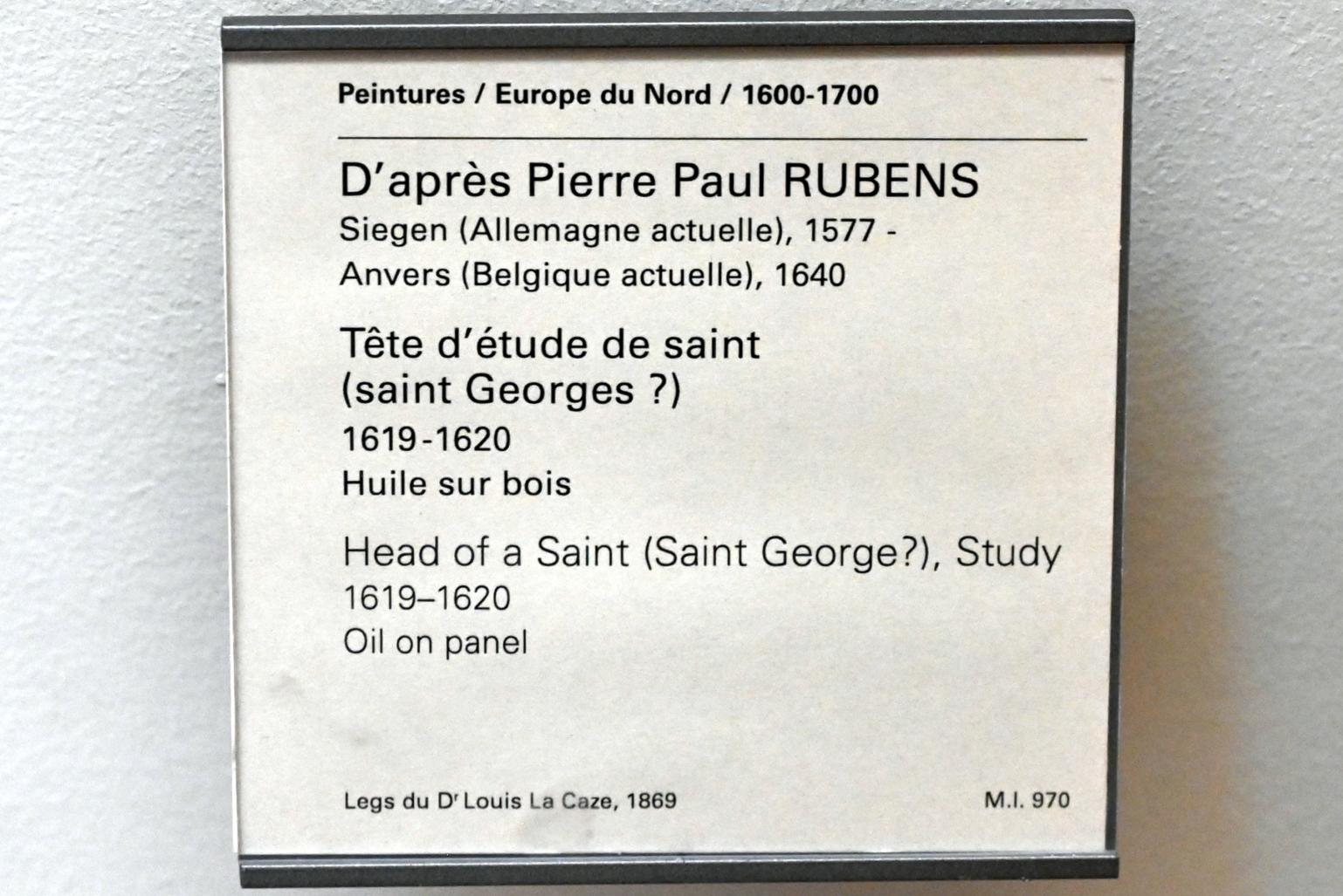 Peter Paul Rubens (Nachahmer) (1619–1640), Kopf eines Heiligen (Heiliger Georg?), Paris, Musée du Louvre, Saal 856, 1619–1620, Bild 2/2