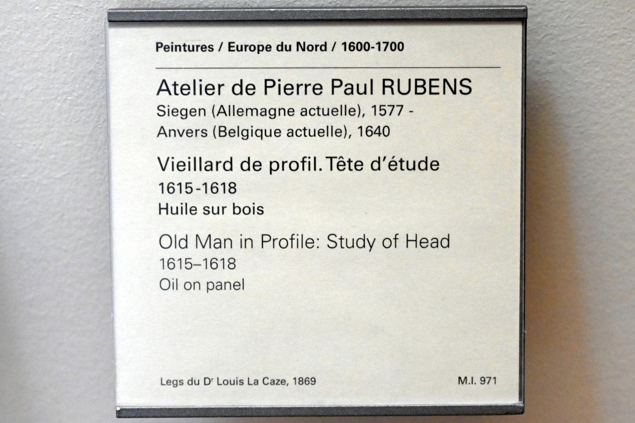 Peter Paul Rubens (Werkstatt) (1615–1635), Kopfstudie (Alter Mann im Profil), Paris, Musée du Louvre, Saal 856, 1615–1618, Bild 2/2