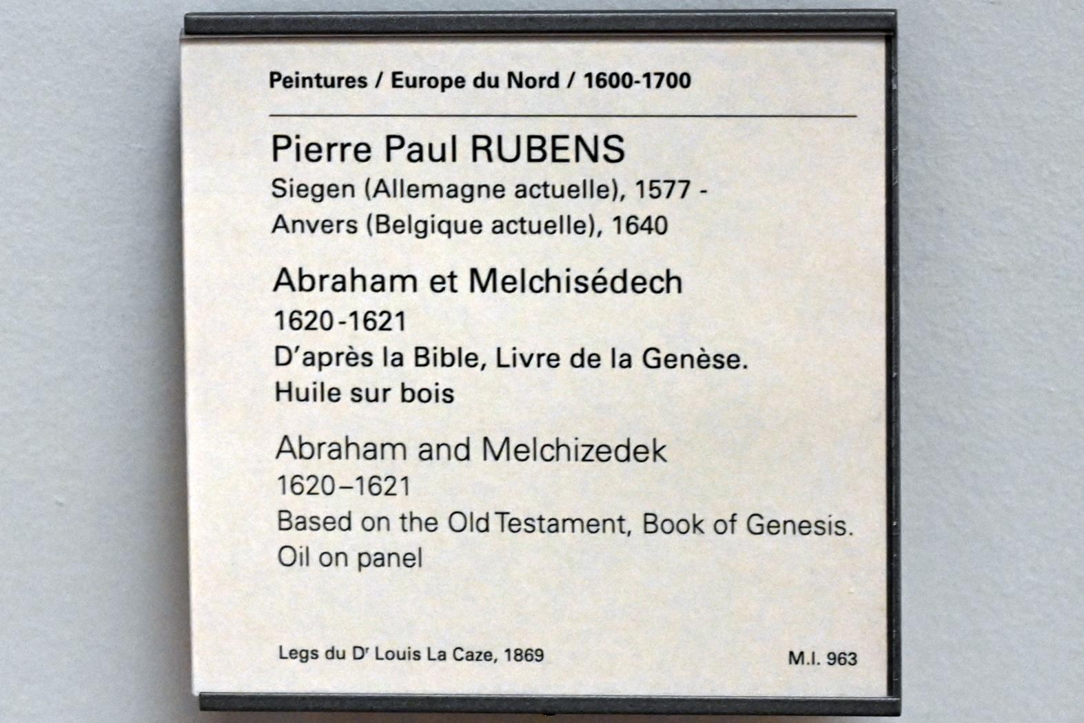 Peter Paul Rubens (1598–1640), Abraham und Melchisedek, Paris, Musée du Louvre, Saal 856, 1620–1621, Bild 2/2