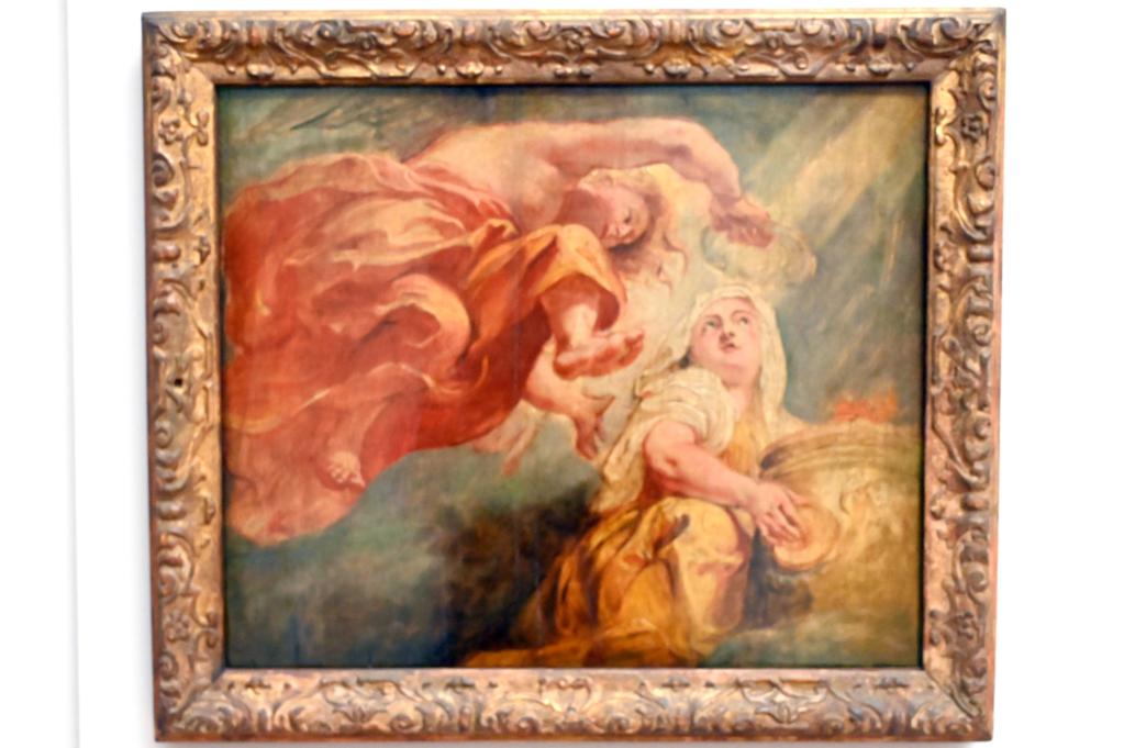 Peter Paul Rubens (Werkstatt) (1615–1635), Allegorie des Sieges mit Krone und Allegorie der Frömmigkeit, zwei Figuren für die Apotheose von Jakob I, König von England (1566-1625), Paris, Musée du Louvre, Saal 856, 1620–1621