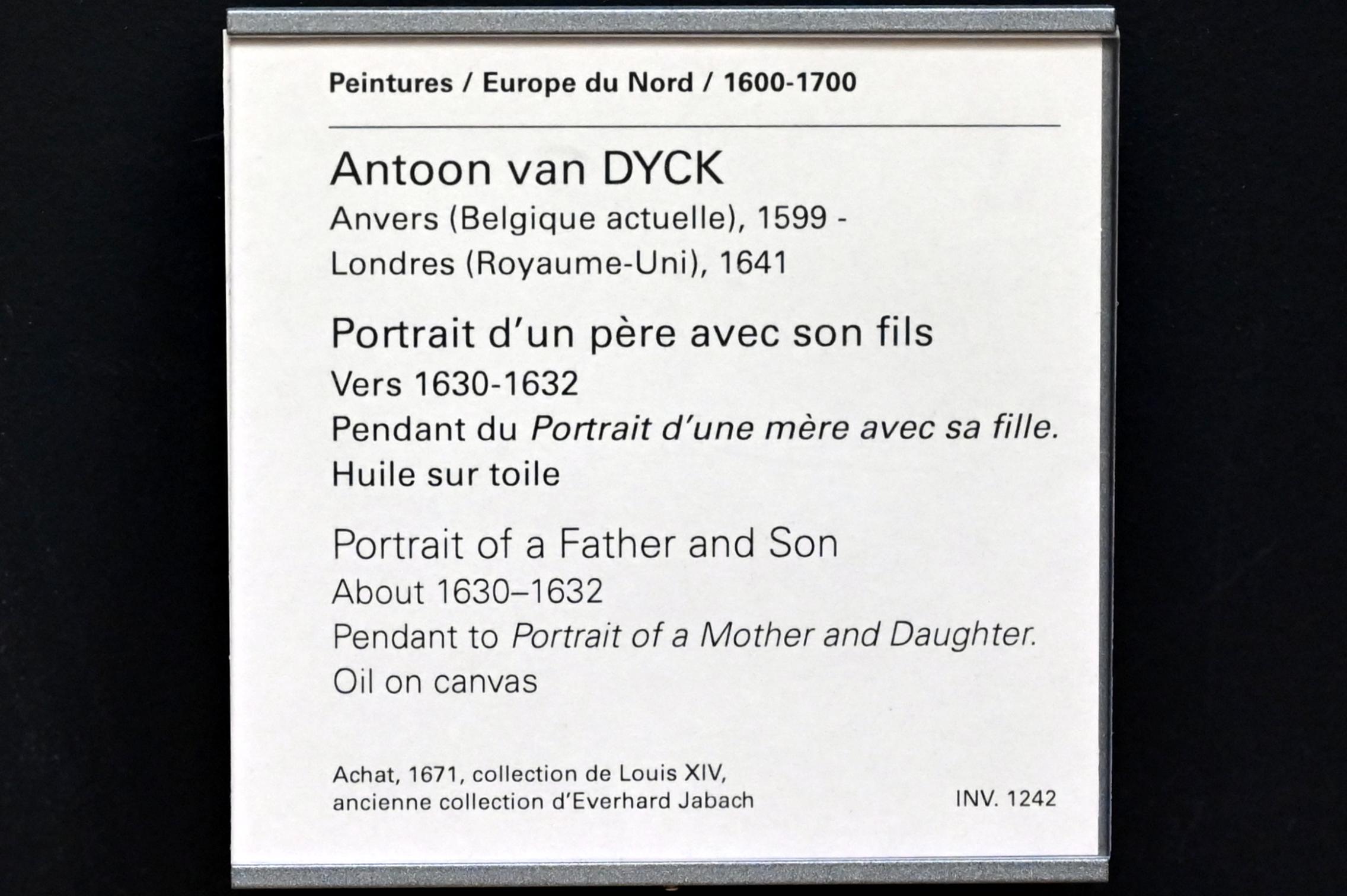 Anthonis (Anton) van Dyck (1614–1641), Porträt von Vater und Sohn, Paris, Musée du Louvre, Saal 853, um 1630–1632, Bild 2/2