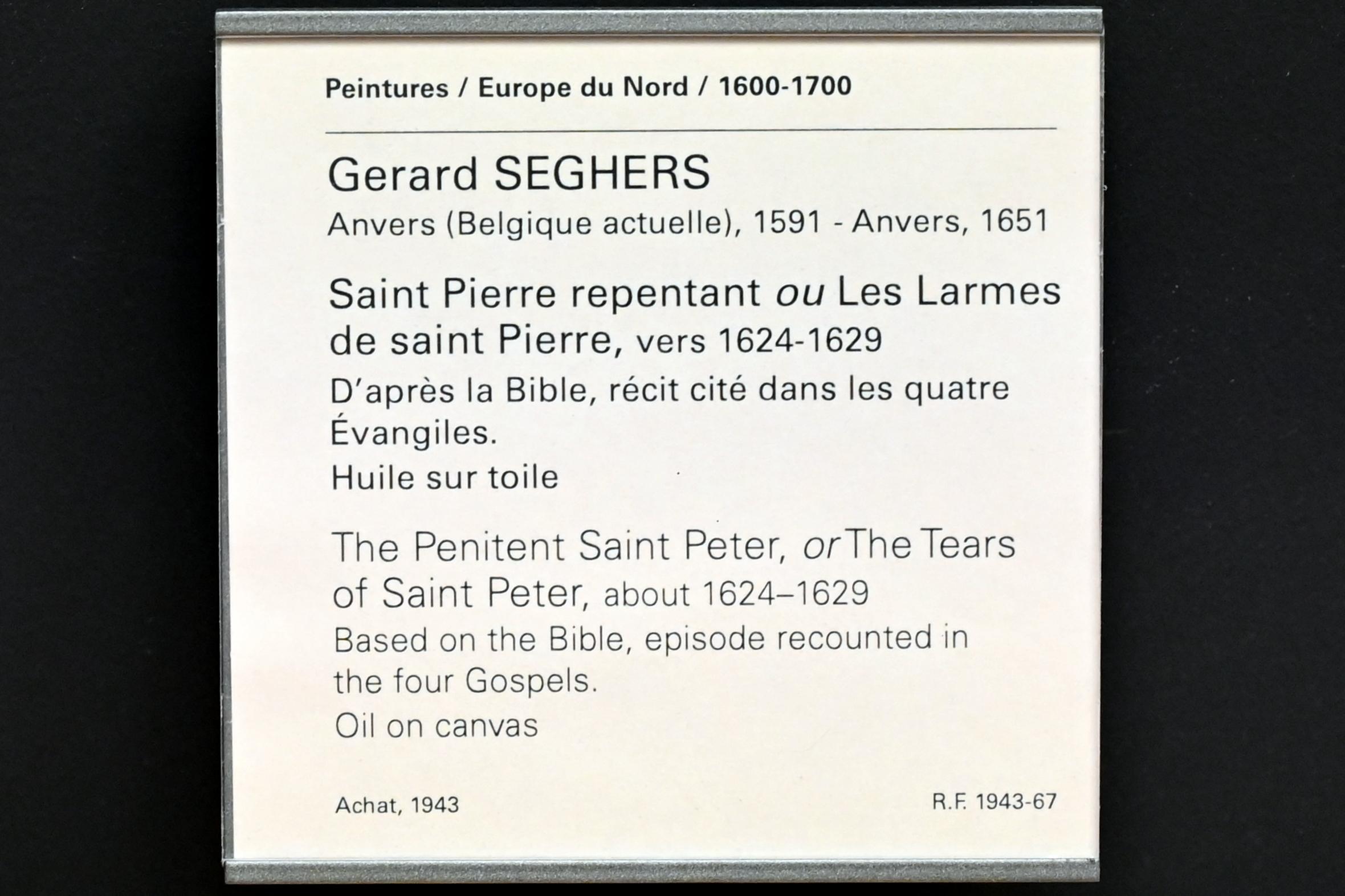 Gerard Seghers (1620–1637), Der büßende Apostel Petrus (Die Tränen des Apostel Petrus), Paris, Musée du Louvre, Saal 853, um 1624–1629, Bild 2/2