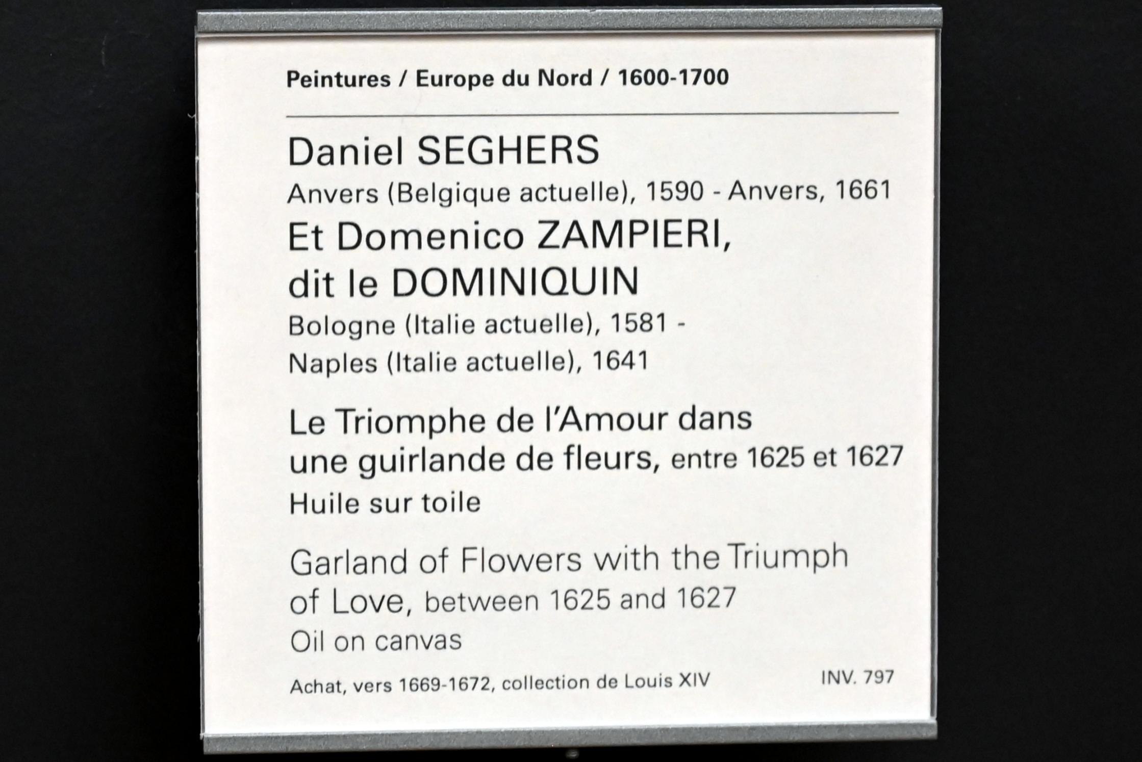 Daniel Seghers (1626–1645), Blumengirlande mit dem Triumph der Liebe, Paris, Musée du Louvre, Saal 853, 1625–1627, Bild 2/2