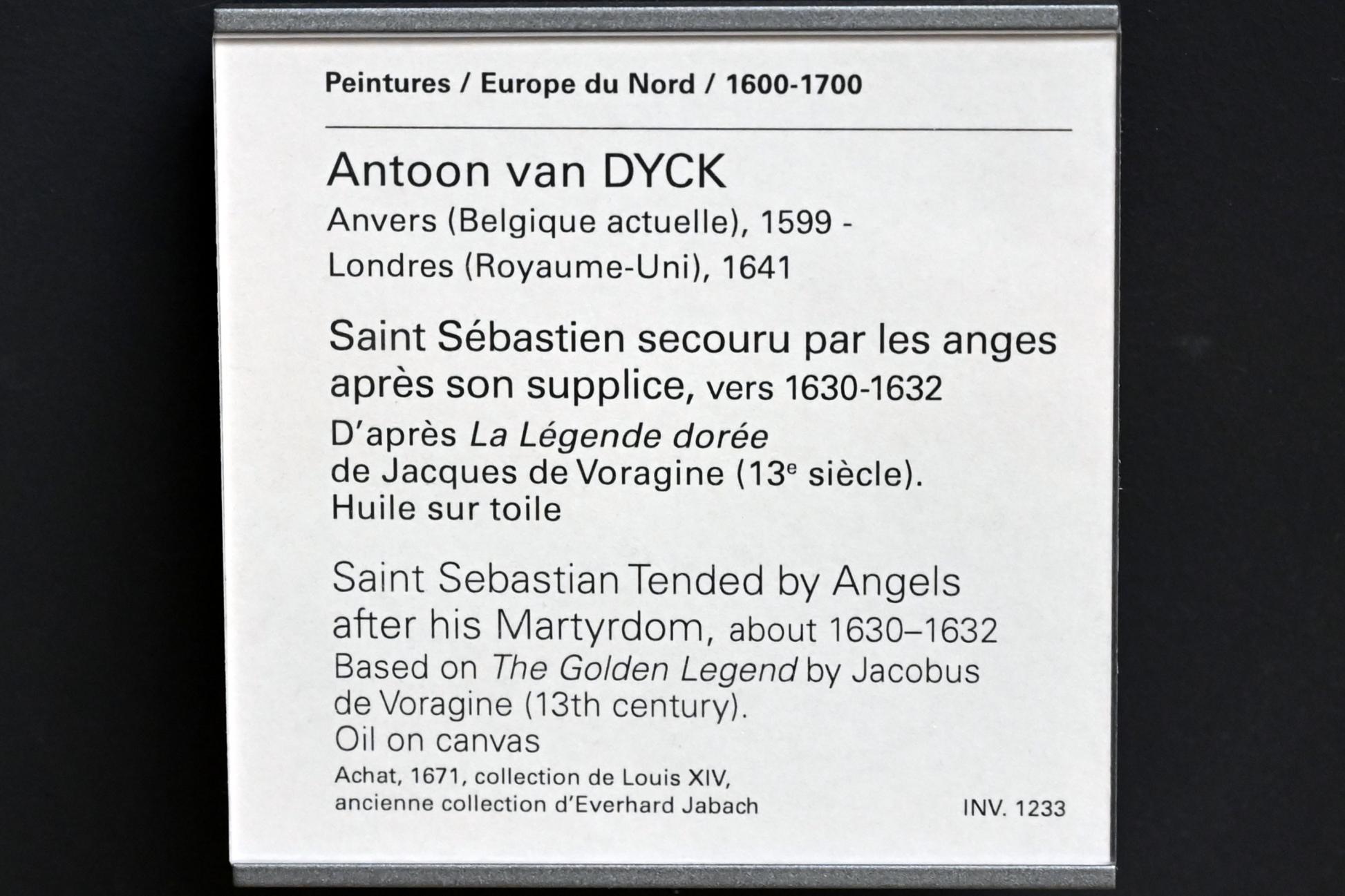 Anthonis (Anton) van Dyck (1614–1641), Rettung des heiligen Sebastian nach seinem Martyrium durch Engel, Paris, Musée du Louvre, Saal 850, um 1630–1632, Bild 2/2