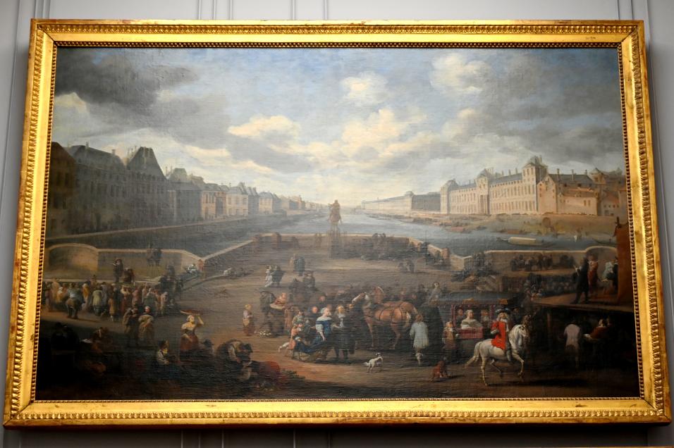 Hendrick Mommers (1665), Blick von der Mitte der Pont Neuf auf Paris und die Seine, Paris, Musée du Louvre, Saal 851, um 1665–1666, Bild 1/2