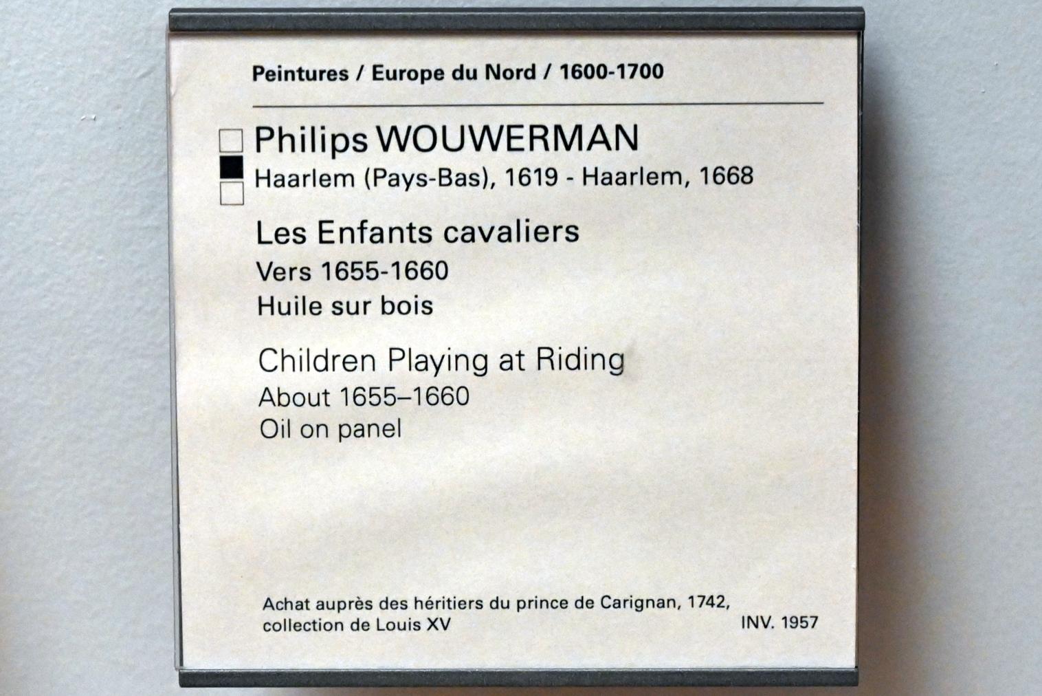 Philips Wouwerman (1645–1665), Kinder beim Reitspiel, Paris, Musée du Louvre, Saal 851, um 1655–1660, Bild 2/2