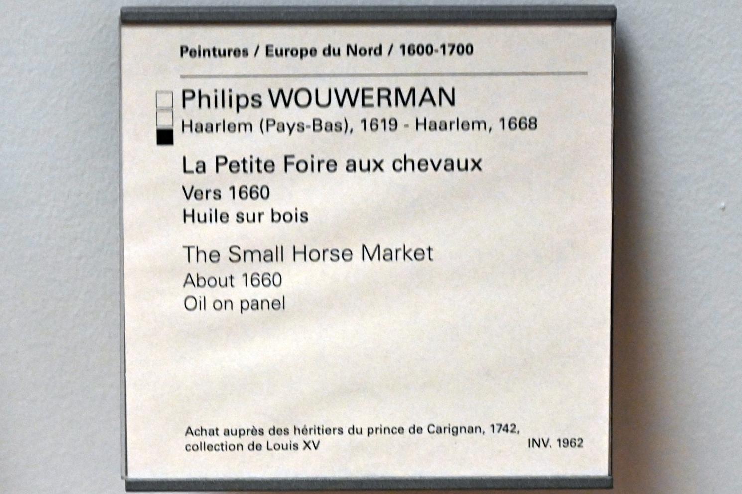 Philips Wouwerman (1645–1665), Der kleine Pferdemarkt, Paris, Musée du Louvre, Saal 851, um 1660, Bild 2/2