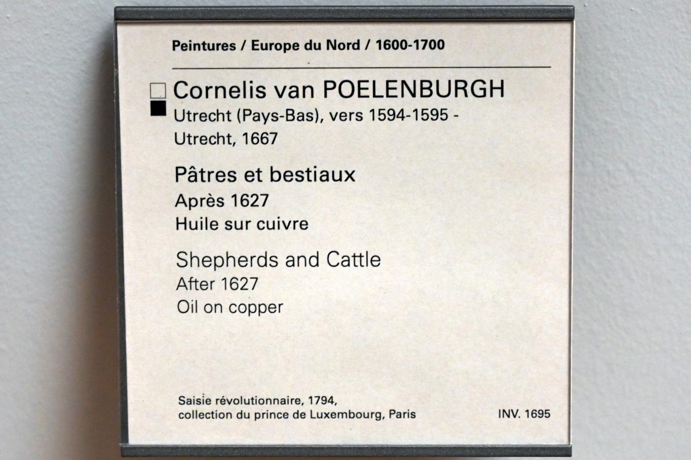 Cornelis van Poelenburgh (1620–1646), Landschaft mit Hirten und Herde, Paris, Musée du Louvre, Saal 852, nach 1627, Bild 2/2