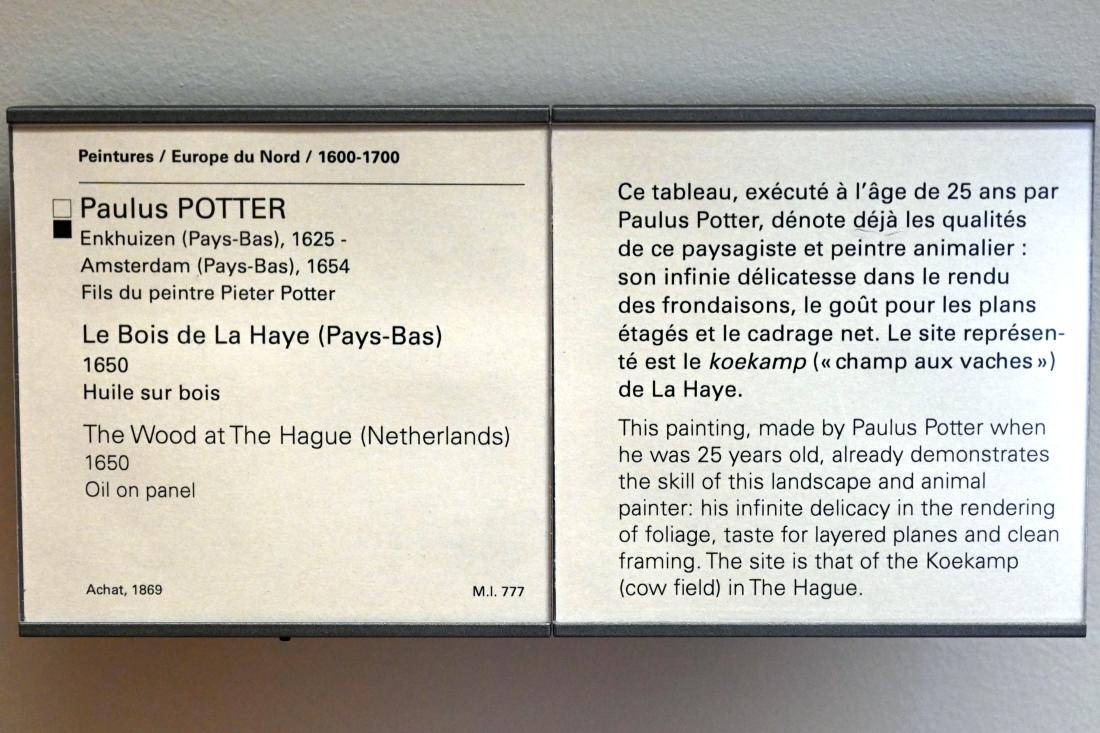 Paulus Potter (1642–1653), Wald bei Den Haag, Paris, Musée du Louvre, Saal 852, 1650, Bild 2/2