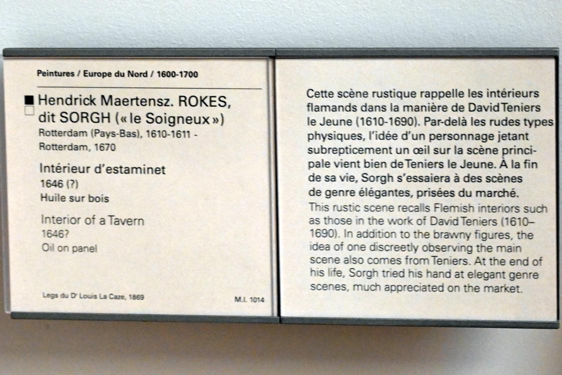 Hendrick Martensz. Sorgh (1643–1660), Interieur einer Taverne, Paris, Musée du Louvre, Saal 854, 1646, Bild 2/2