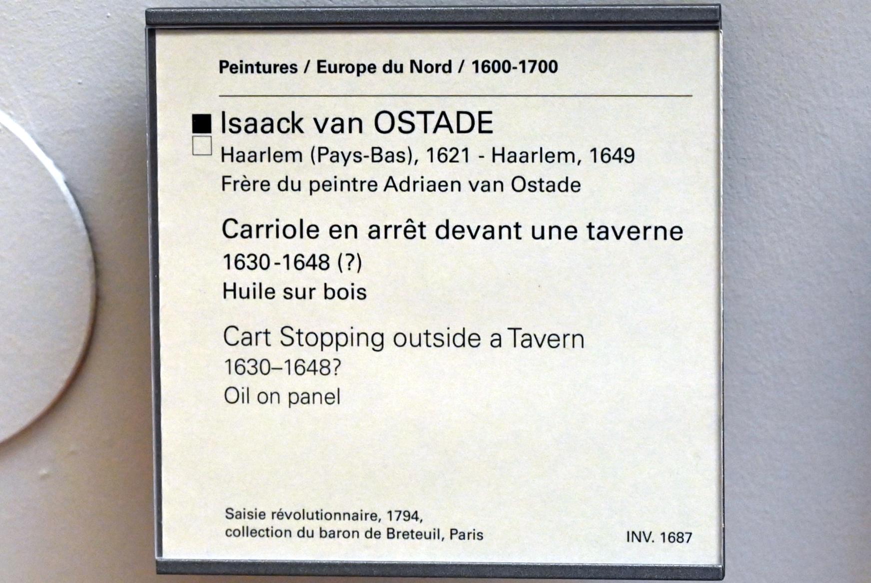 Isaac van Ostade (1639–1649), Kutschenhalt an einem Gasthaus, Paris, Musée du Louvre, Saal 854, 1630–1648, Bild 2/2