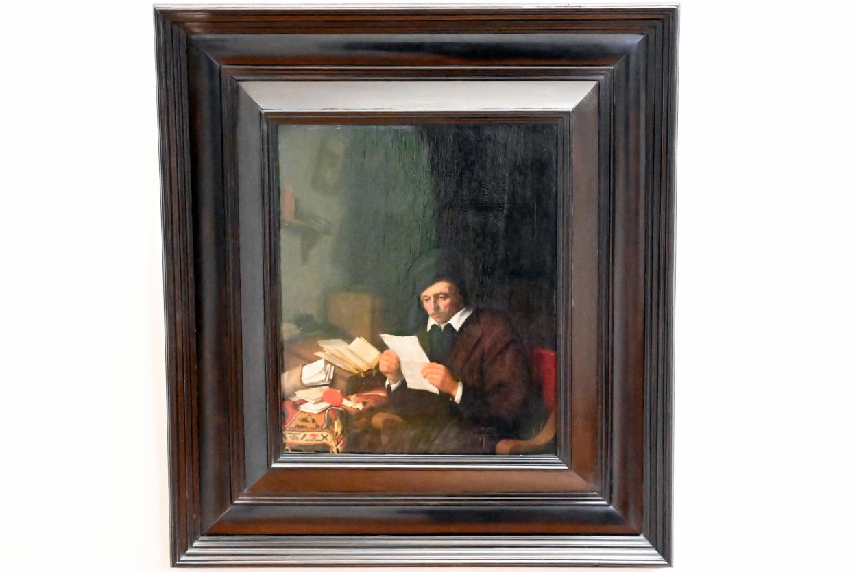 Adriaen van Ostade (1635–1670), Brieflesender Mann im Arbeitszimmer (Notar in seiner Amtsstube, Der Anwalt), Paris, Musée du Louvre, Saal 854, um 1660–1680