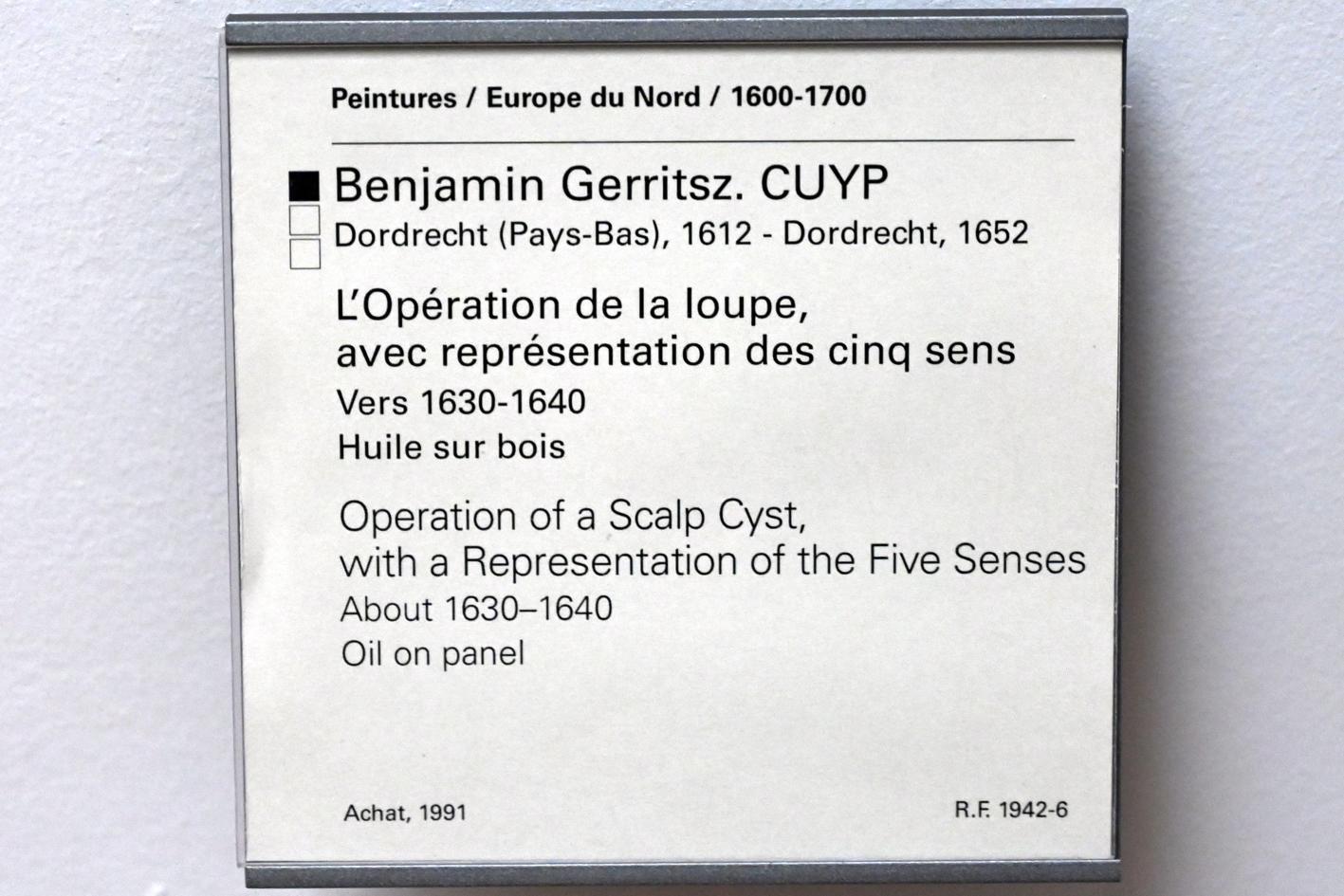 Benjamin Gerritsz. Cuyp (1635–1645), Lupenoperation mit Darstellung der fünf Sinne, Paris, Musée du Louvre, Saal 854, um 1630–1640, Bild 2/2