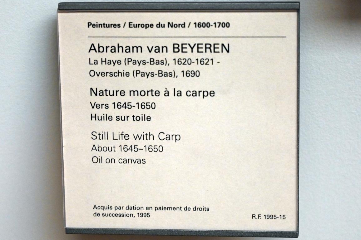 Abraham van Beyeren (1644–1653), Stillleben mit Karpfen, Paris, Musée du Louvre, Saal 854, um 1645–1650, Bild 2/2