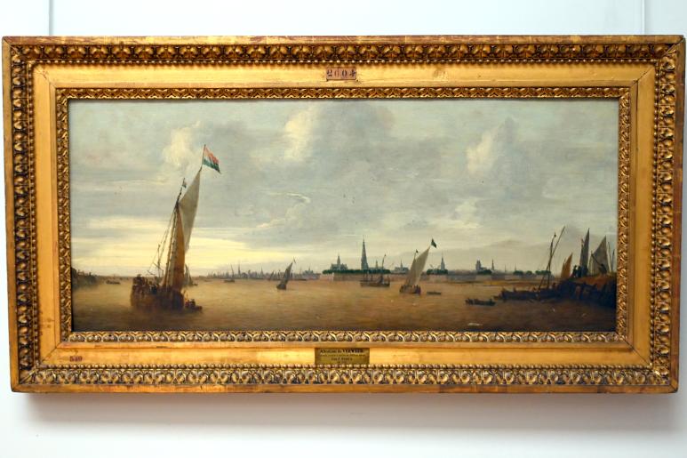 Abraham de Verwer (Undatiert), Die Rade d'Anvers, gesehen von Südwesten, vom rechten Ufer der Schelde, flussaufwärts, in der Nähe von Hoboken, Paris, Musée du Louvre, Undatiert