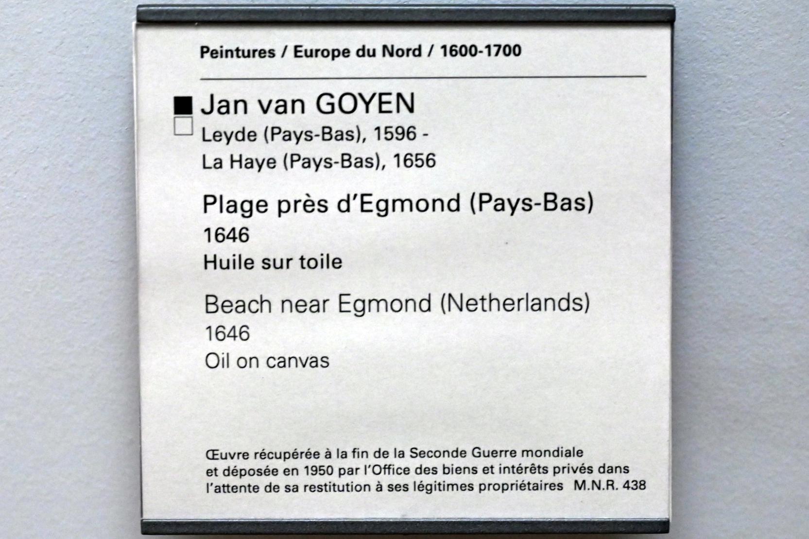 Jan van Goyen (1621–1657), Strand bei Egmond, Paris, Musée du Louvre, Saal 849, 1646, Bild 2/2