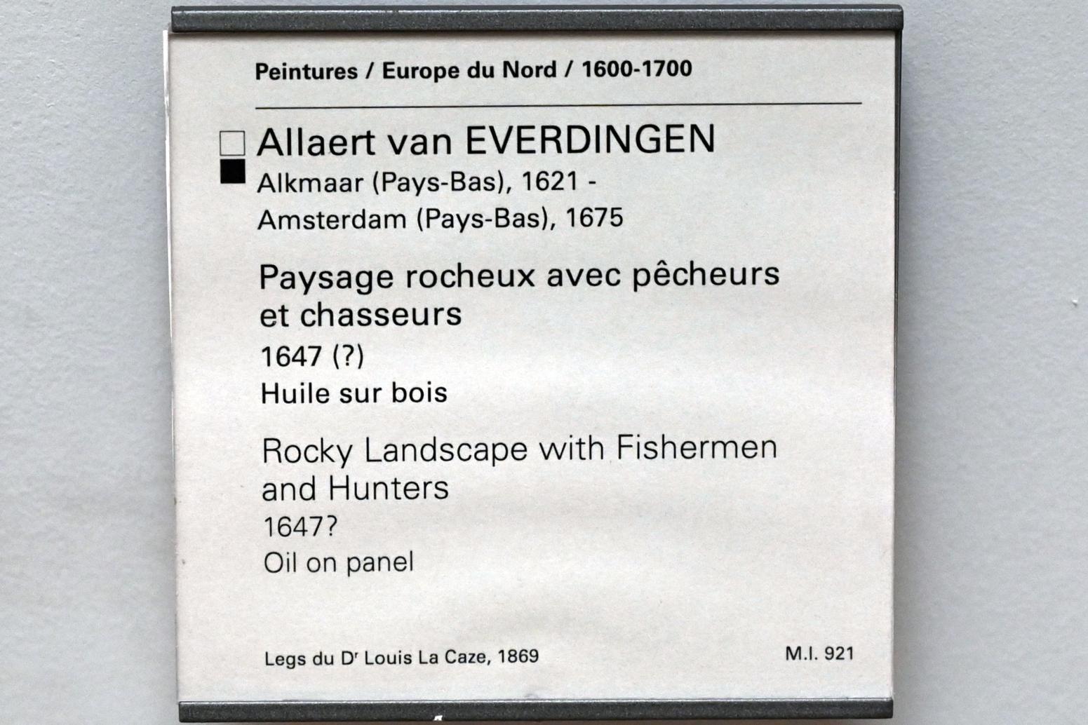 Allart van Everdingen (1645–1670), Felsenlandschaft mit Fischern und Jägern, Paris, Musée du Louvre, Saal 849, um 1647, Bild 2/2
