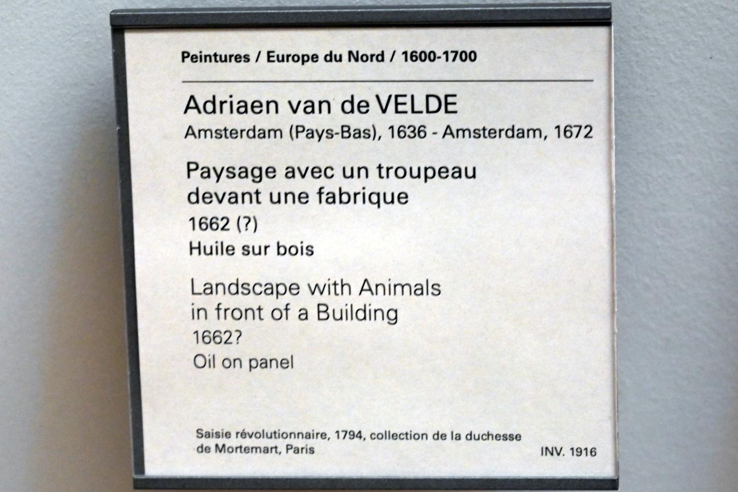 Adriaen van de Velde (1658–1668), Landschaft mit einer Tierherde bei einem Haus, Paris, Musée du Louvre, Saal 849, um 1662, Bild 2/2