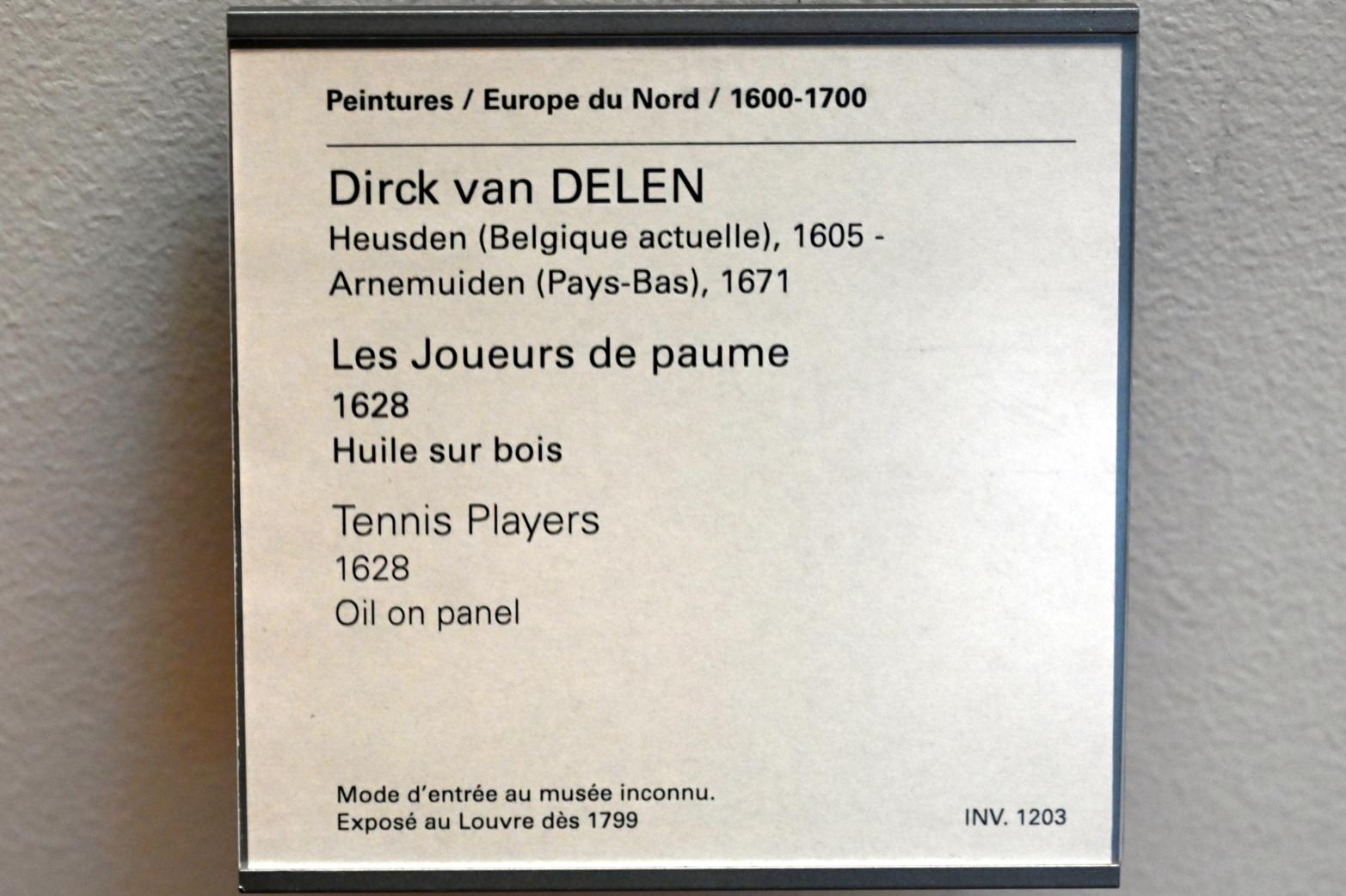 Dirck van Delen (1628–1649), Jeu de Paume (Spiel mit der Handinnenfläche), Paris, Musée du Louvre, Saal 849, 1628, Bild 2/2