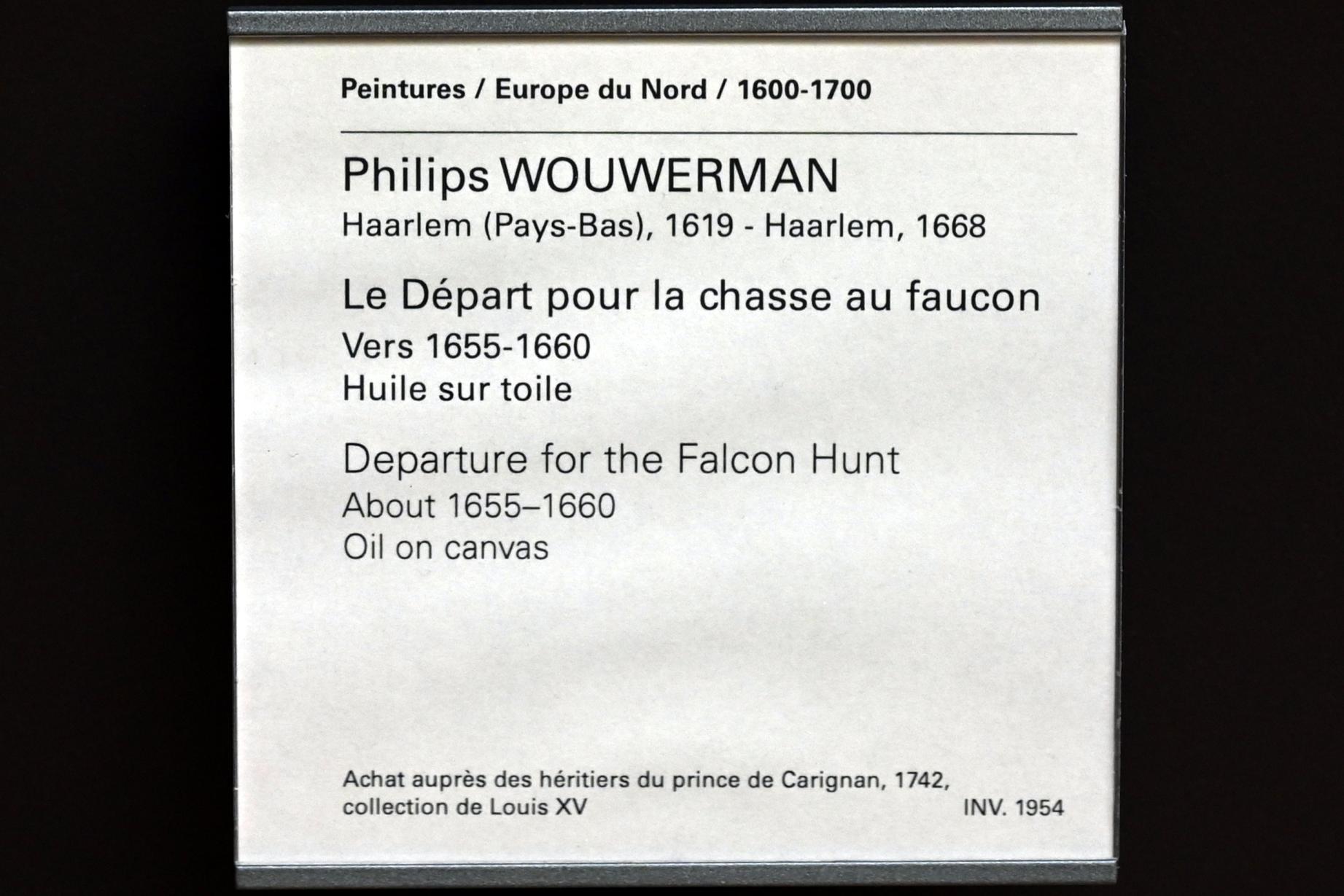 Philips Wouwerman (1645–1665), Aufbruch zur Falkenjagd, Paris, Musée du Louvre, Saal 846, um 1655–1660, Bild 2/2
